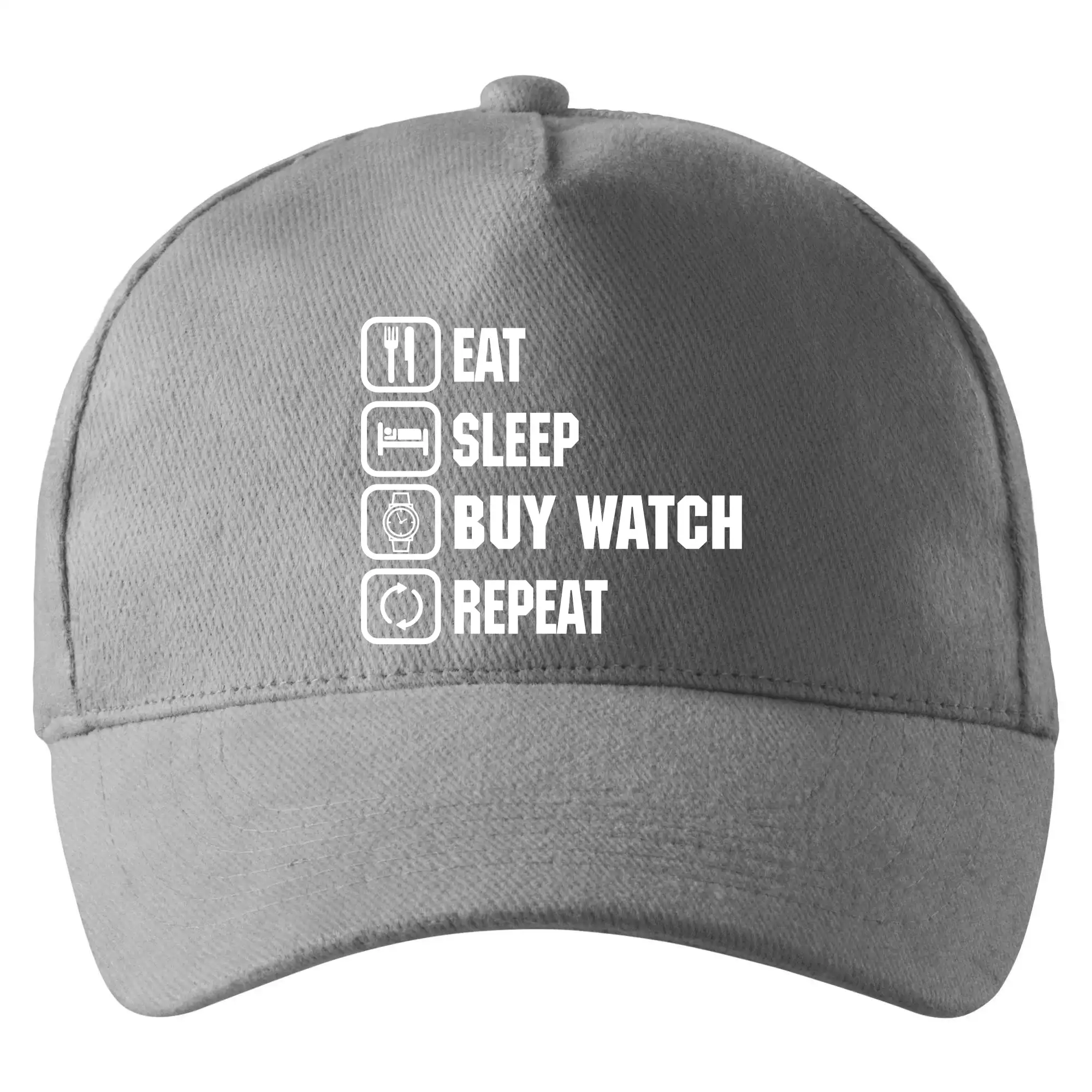Eat sleep repeat - Eat Sleep Buy watch Repeat - Šiltovka so zahnutým šiltom a mosaznou sponou