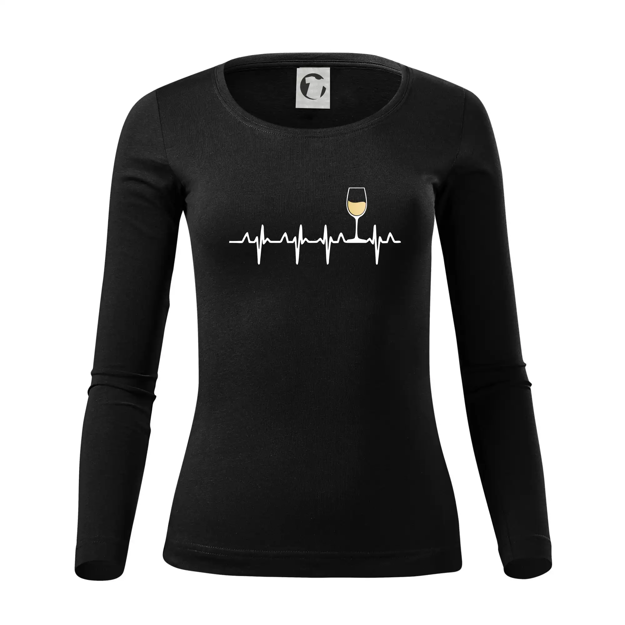 Vtipná tričká s tematikou vína - Víno ekg - biele víno - Dámske tričko FIT-T LS - zužené