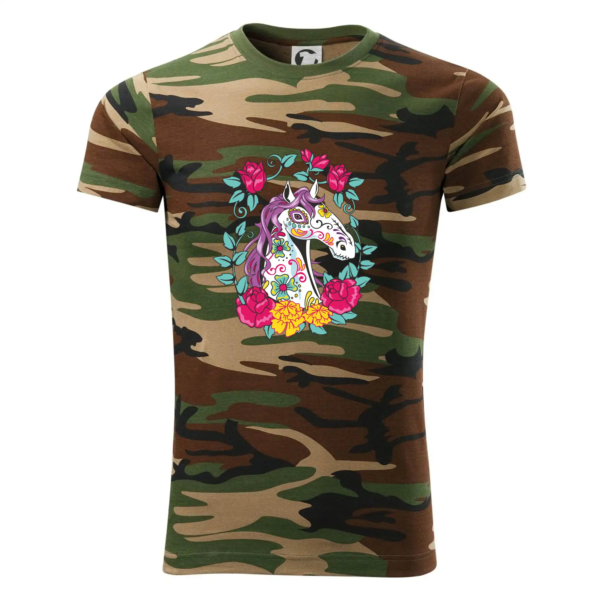 Kůň barevný s květinami