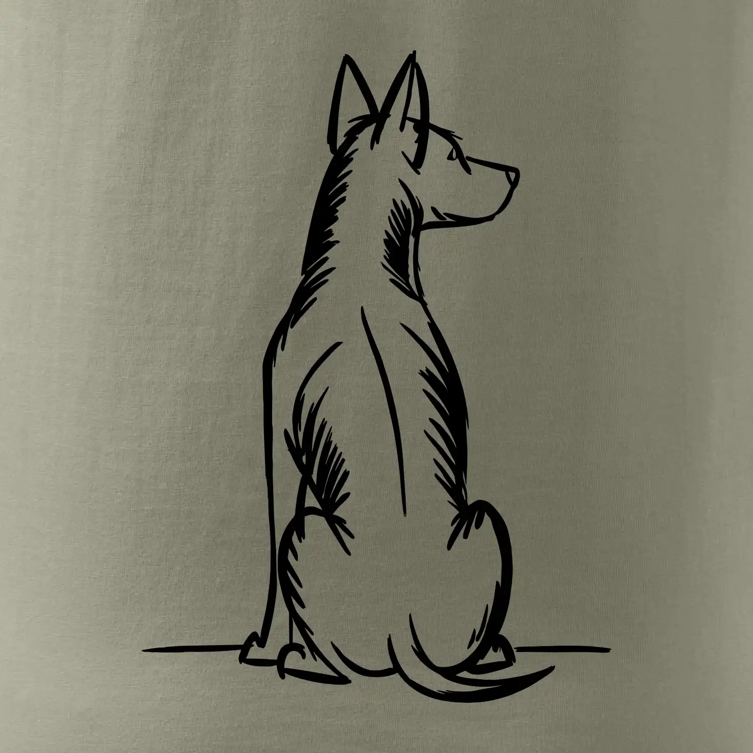 Pes kreslený zezadu