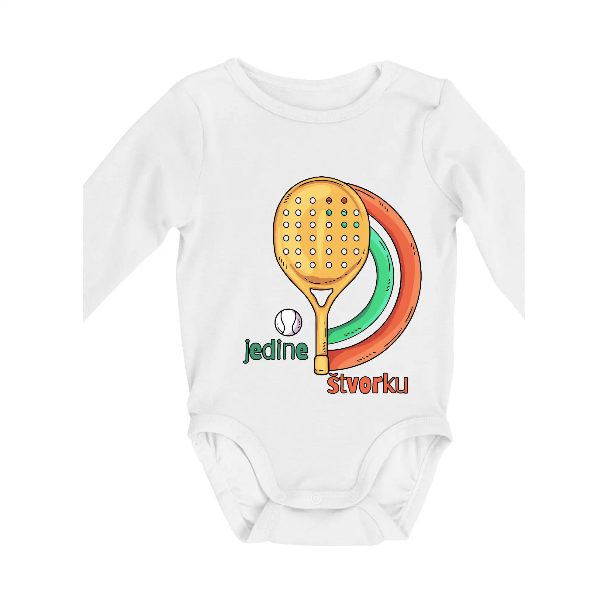 Tričká s motívmi Padel tenis - Padel jedine štvorku - Body dojčenské s dlhým rukávom