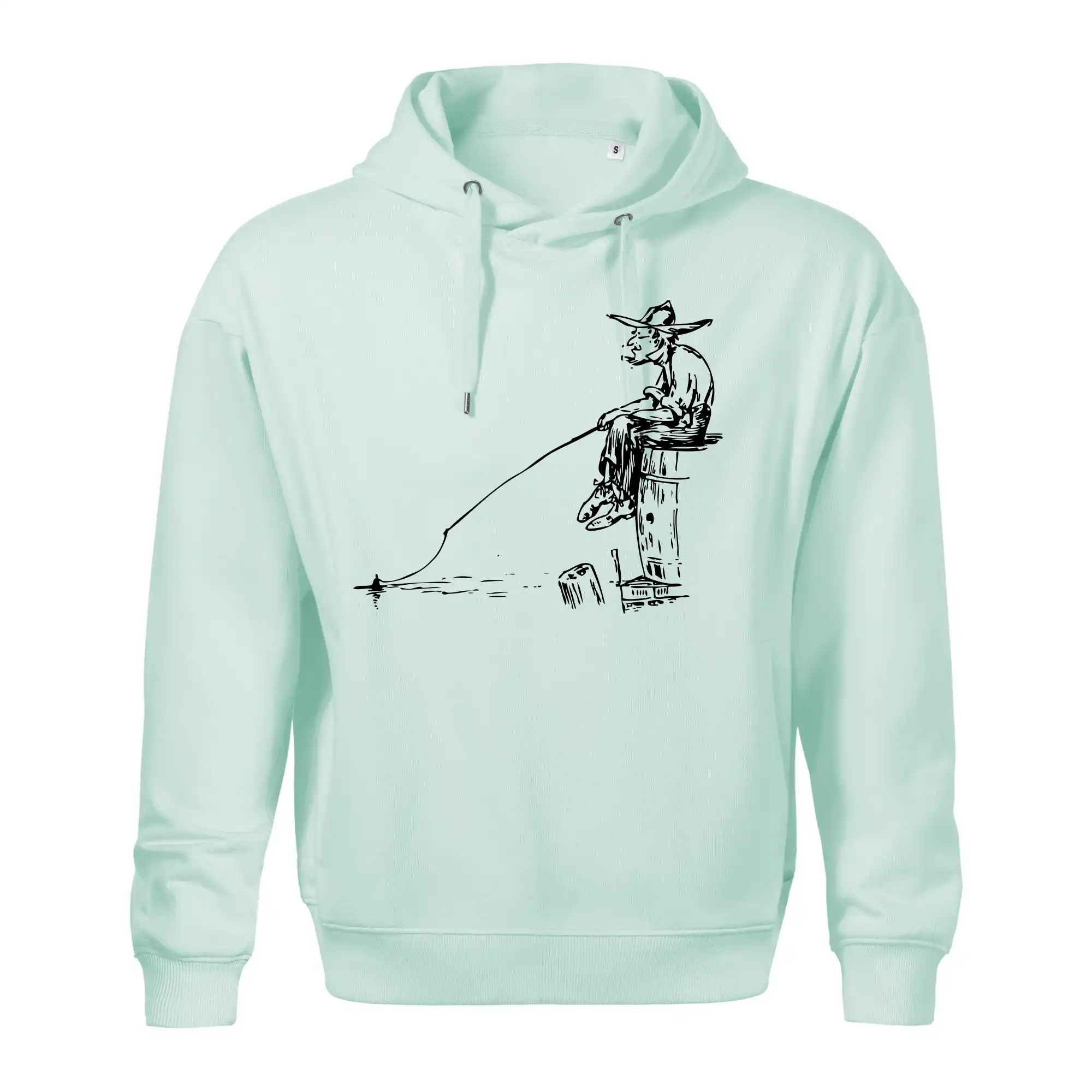 Kreslený rybář na pařezu