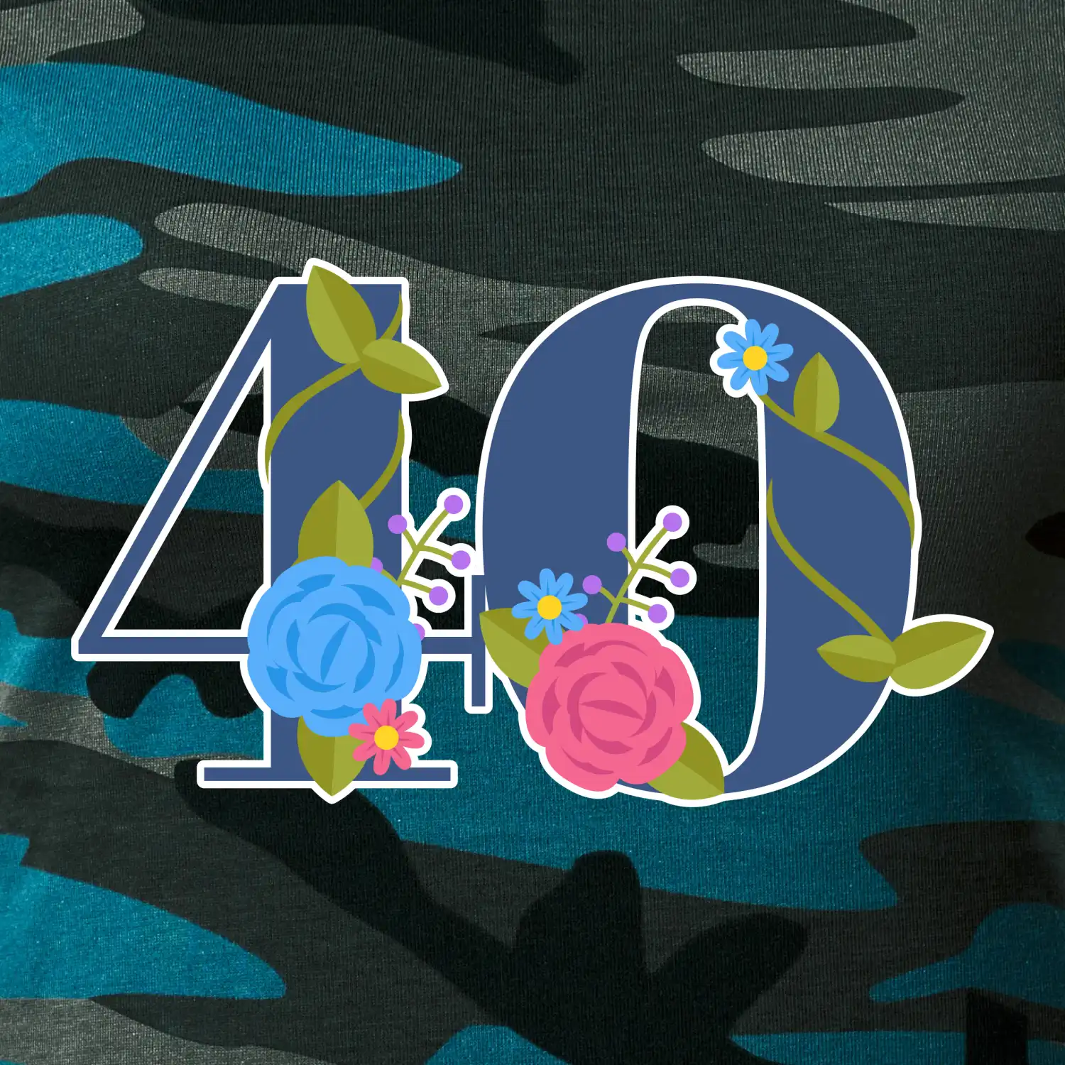 Květinové číslo kreslené - 40