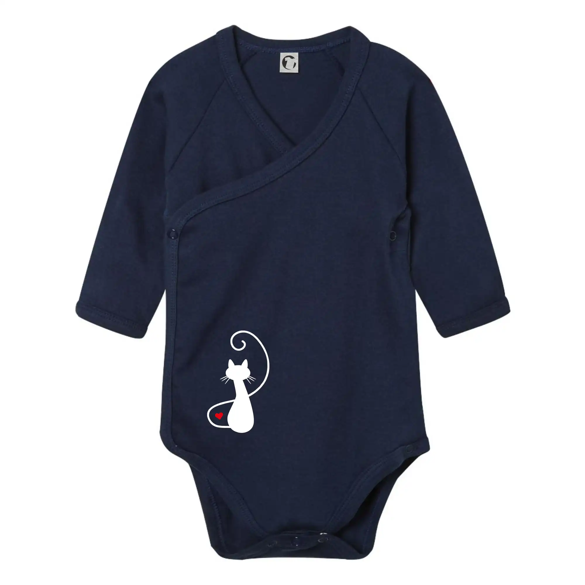 Vtipná tričká s mačkou - Zamilovaná mačka spredu - Body zavinovacie s dlhým rukávom