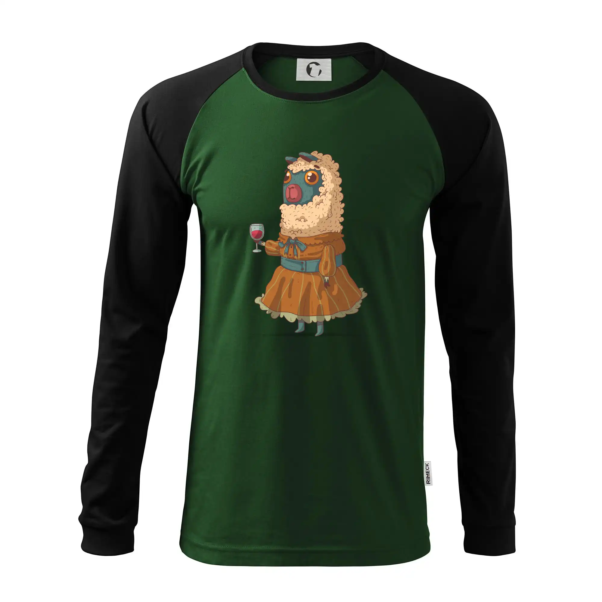 Alpaka s vínem žena