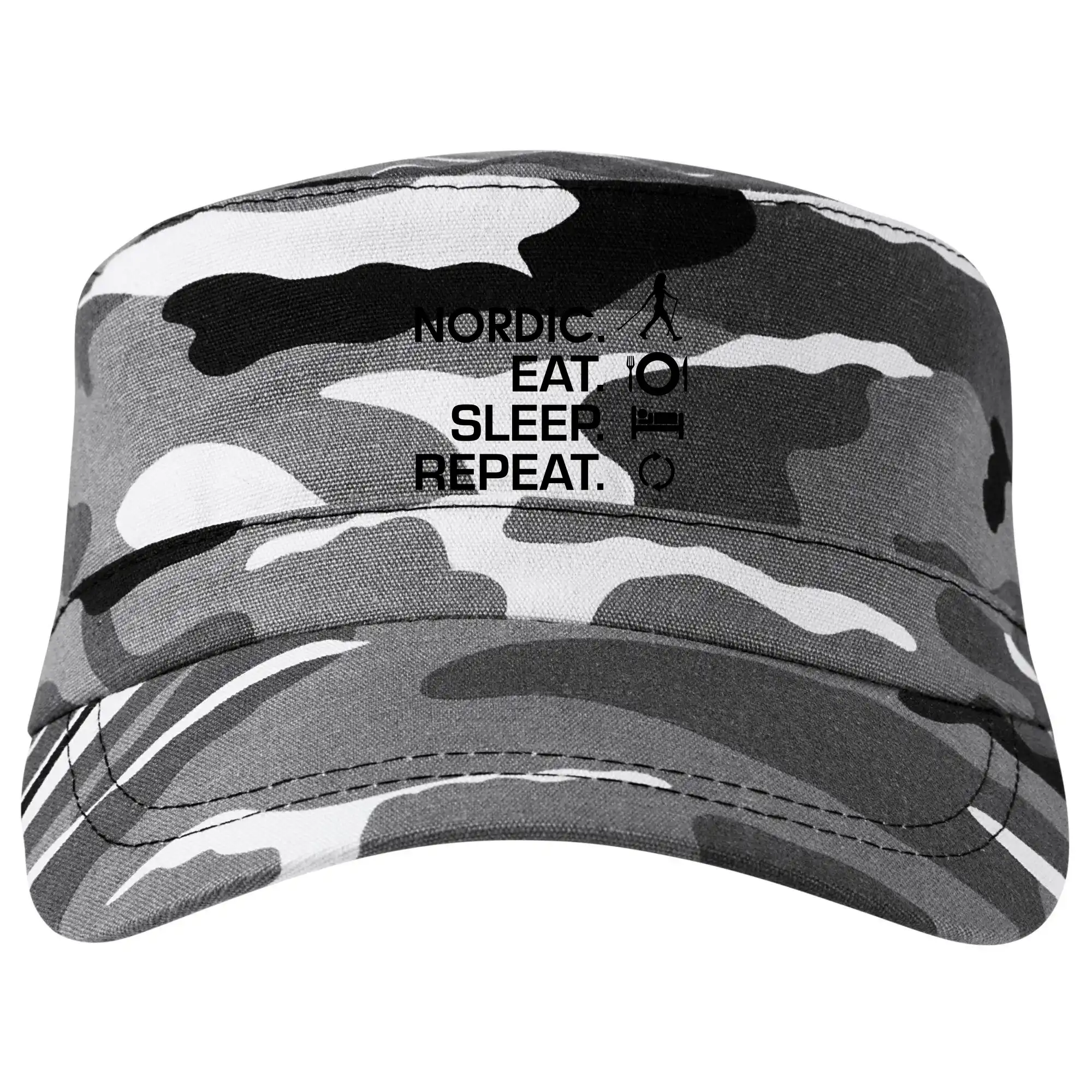 Trička pre cestovateľov - Nordic walking eat sleep - Šiltovka CAMO
