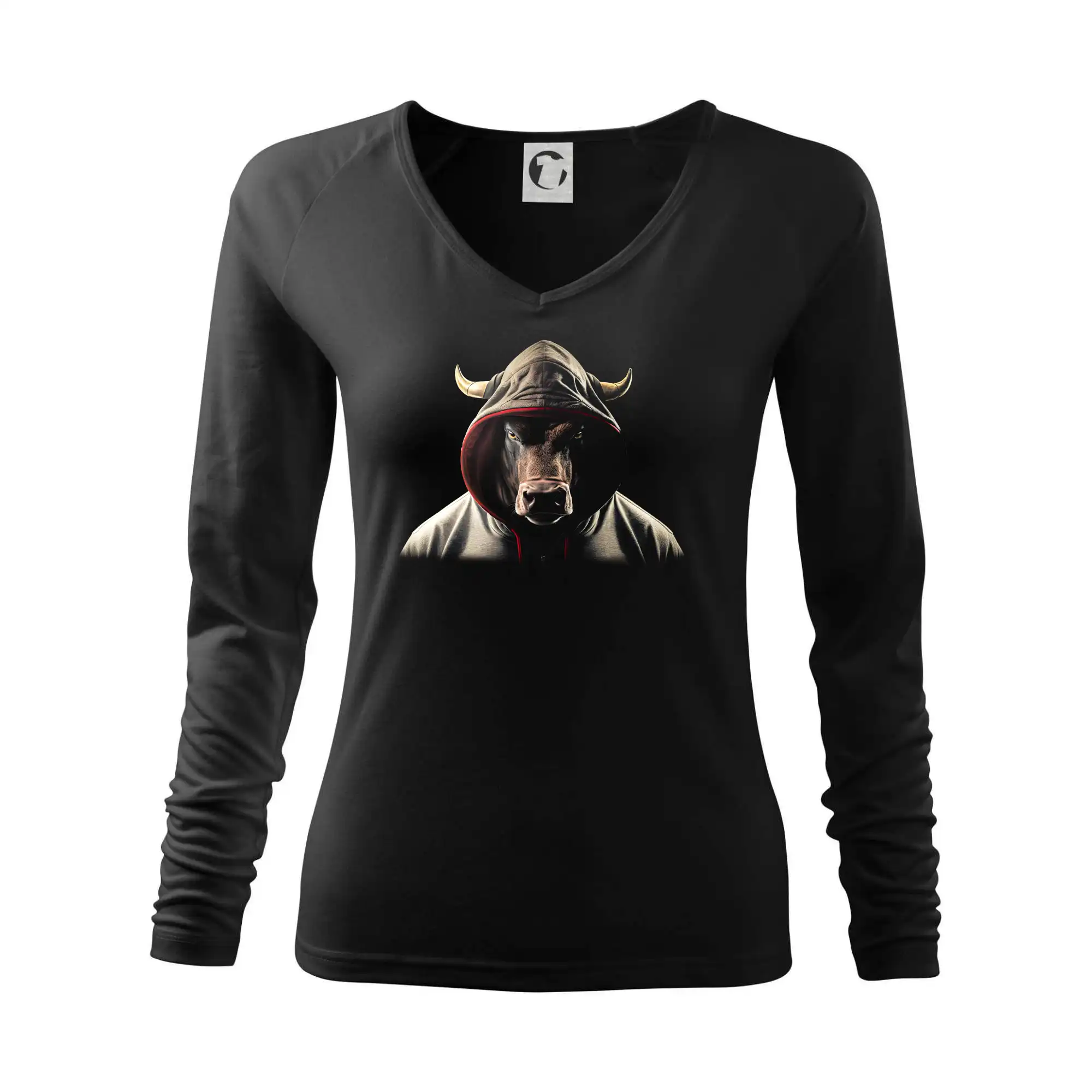 Tričká so zvieratami - Býk v mikině - Tričko dámske Elegance