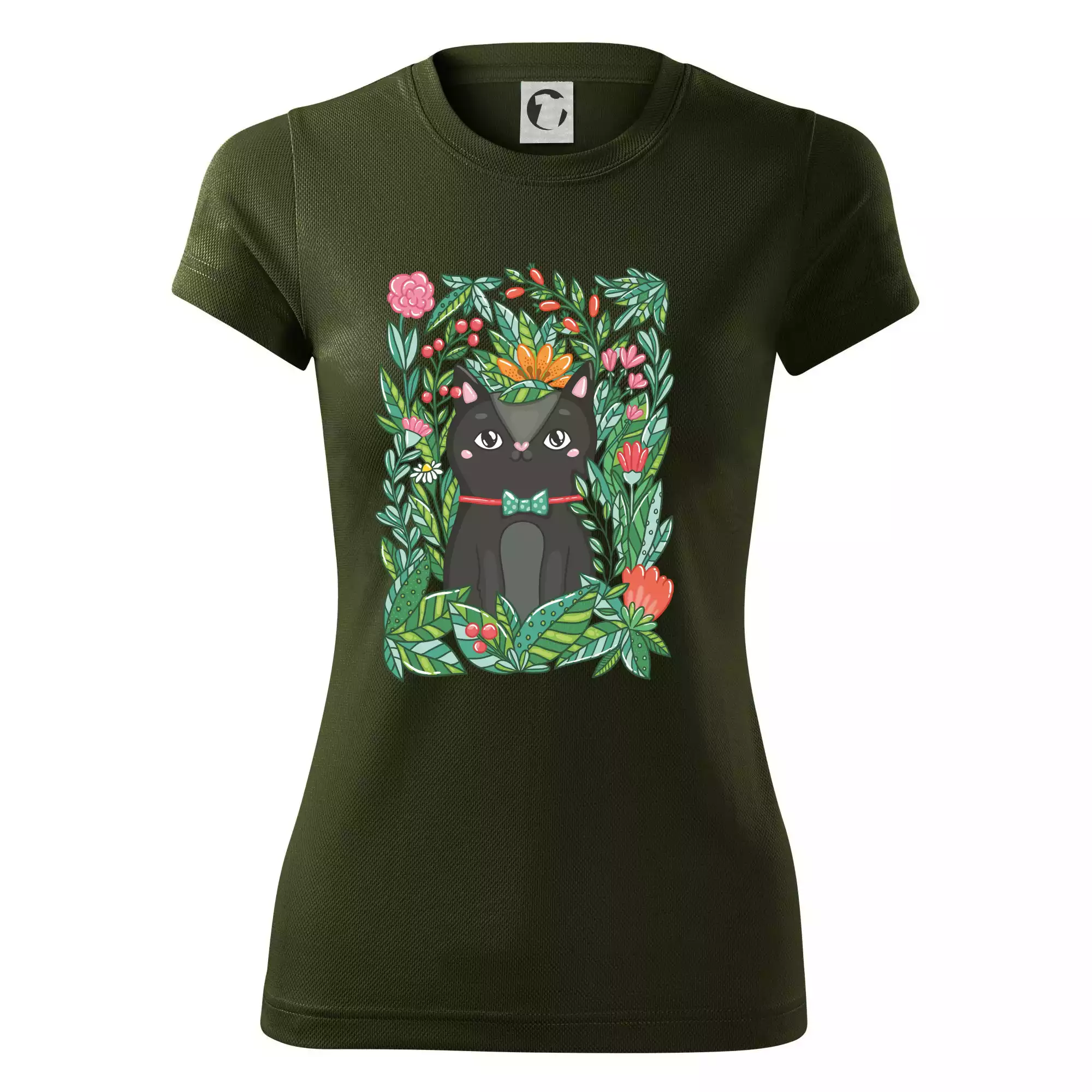 Kočka s květy malovaná