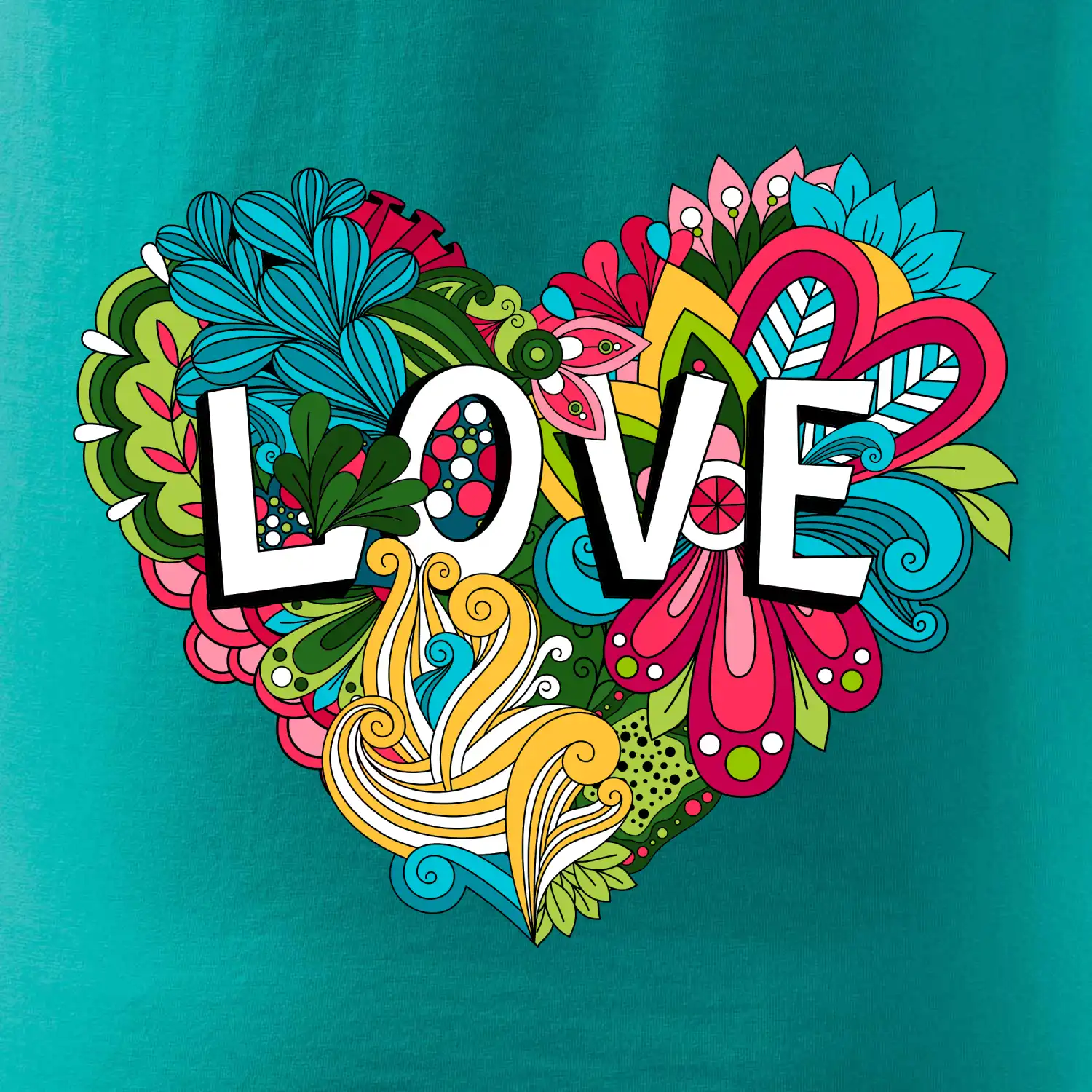 Love nápis květovaný