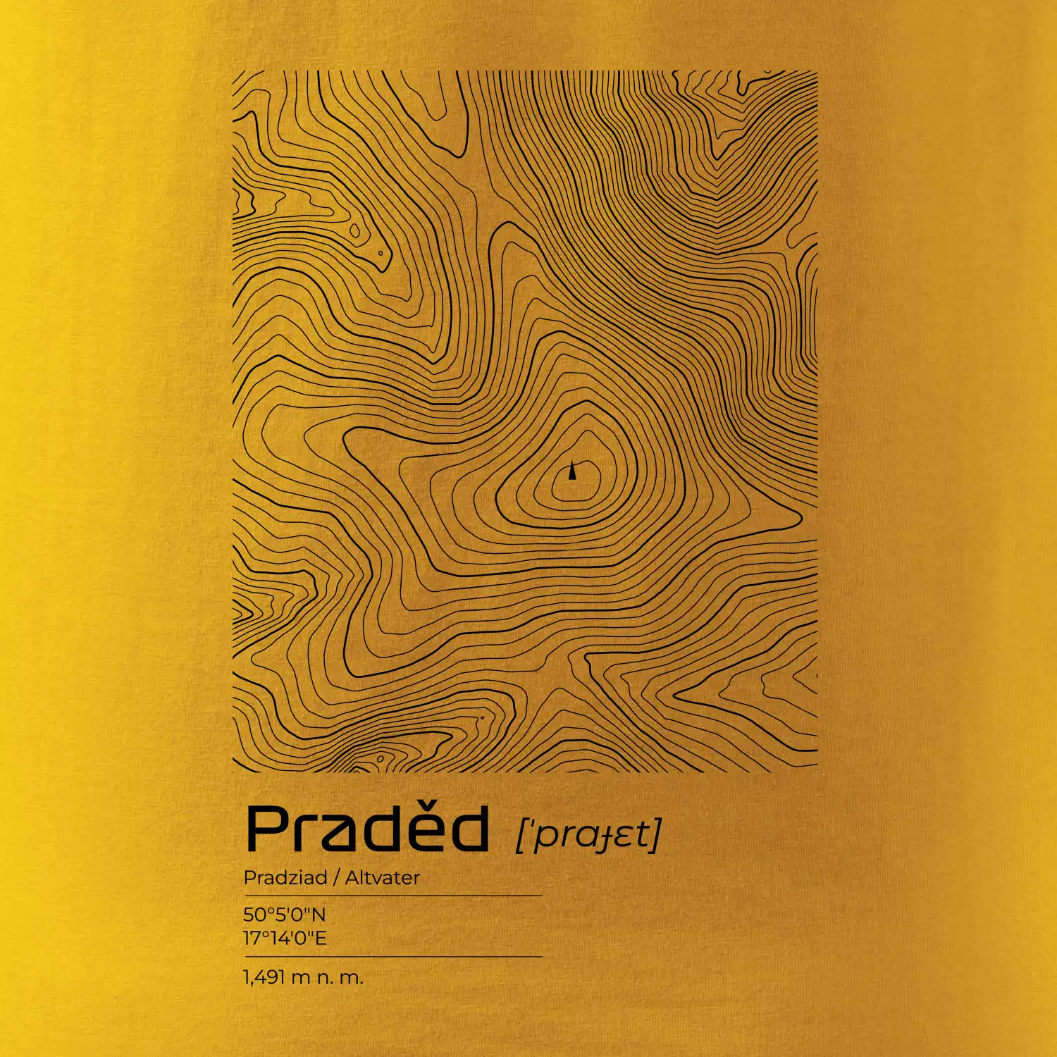 Praděd - vrstevnice v obdélníku