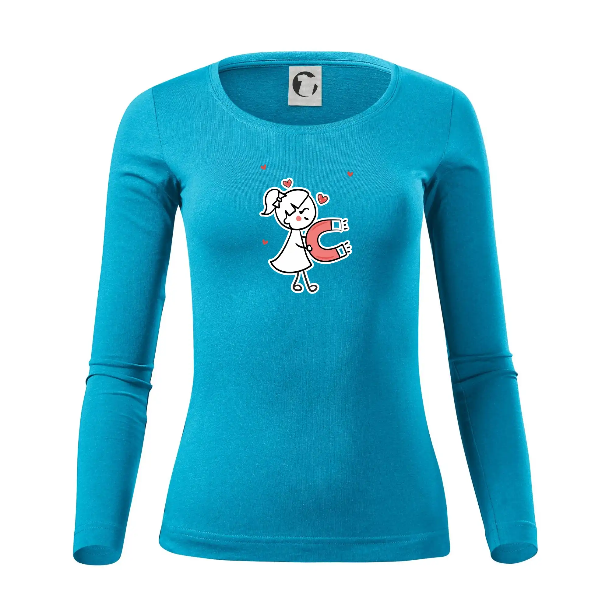 Tričká pre zamilovaných - Párový motív - panáčik a magnet - Dámske tričko FIT-T LS - zužené