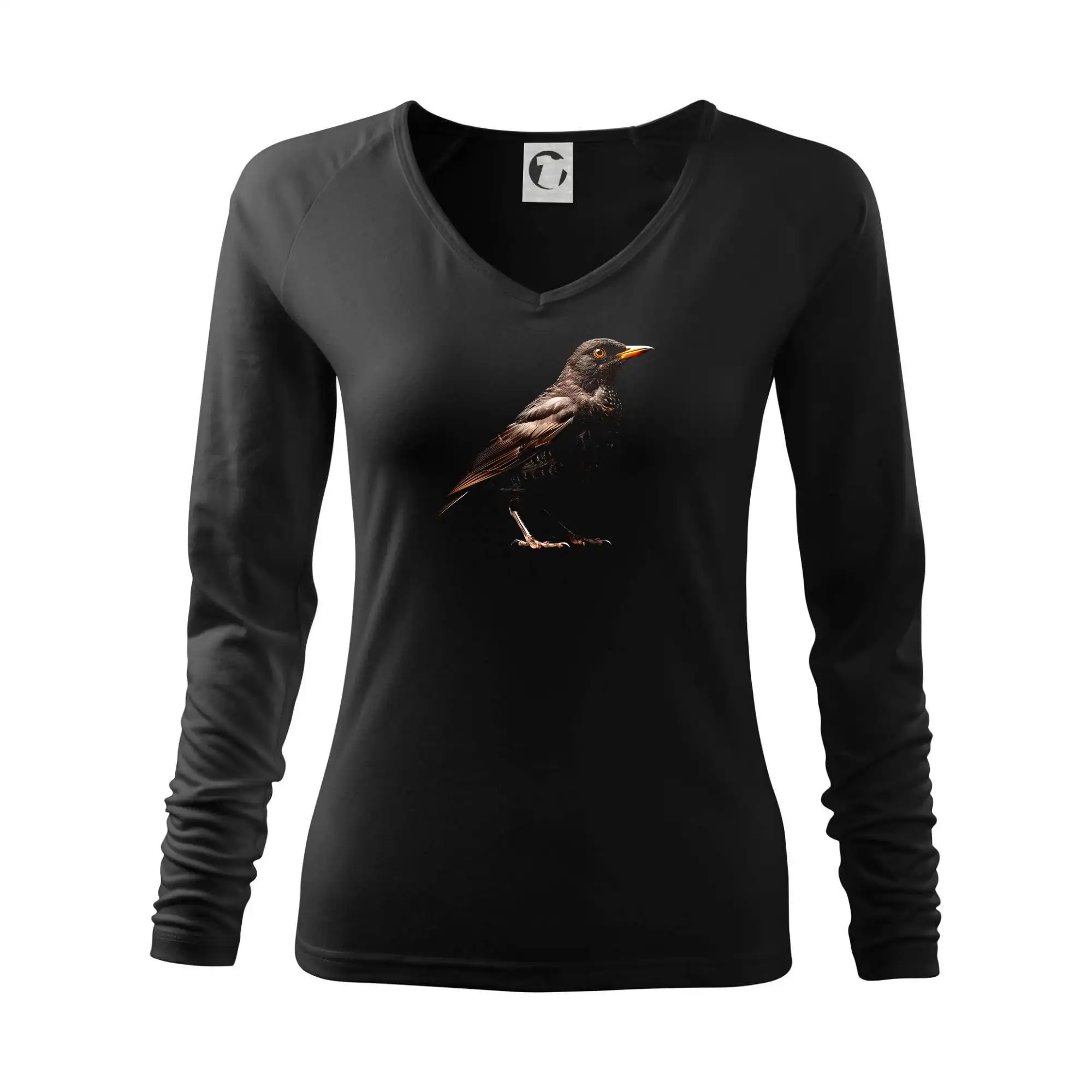 Tričko s motívmi vtákov - Kos čierny čierna fotka - Tričko dámske Elegance