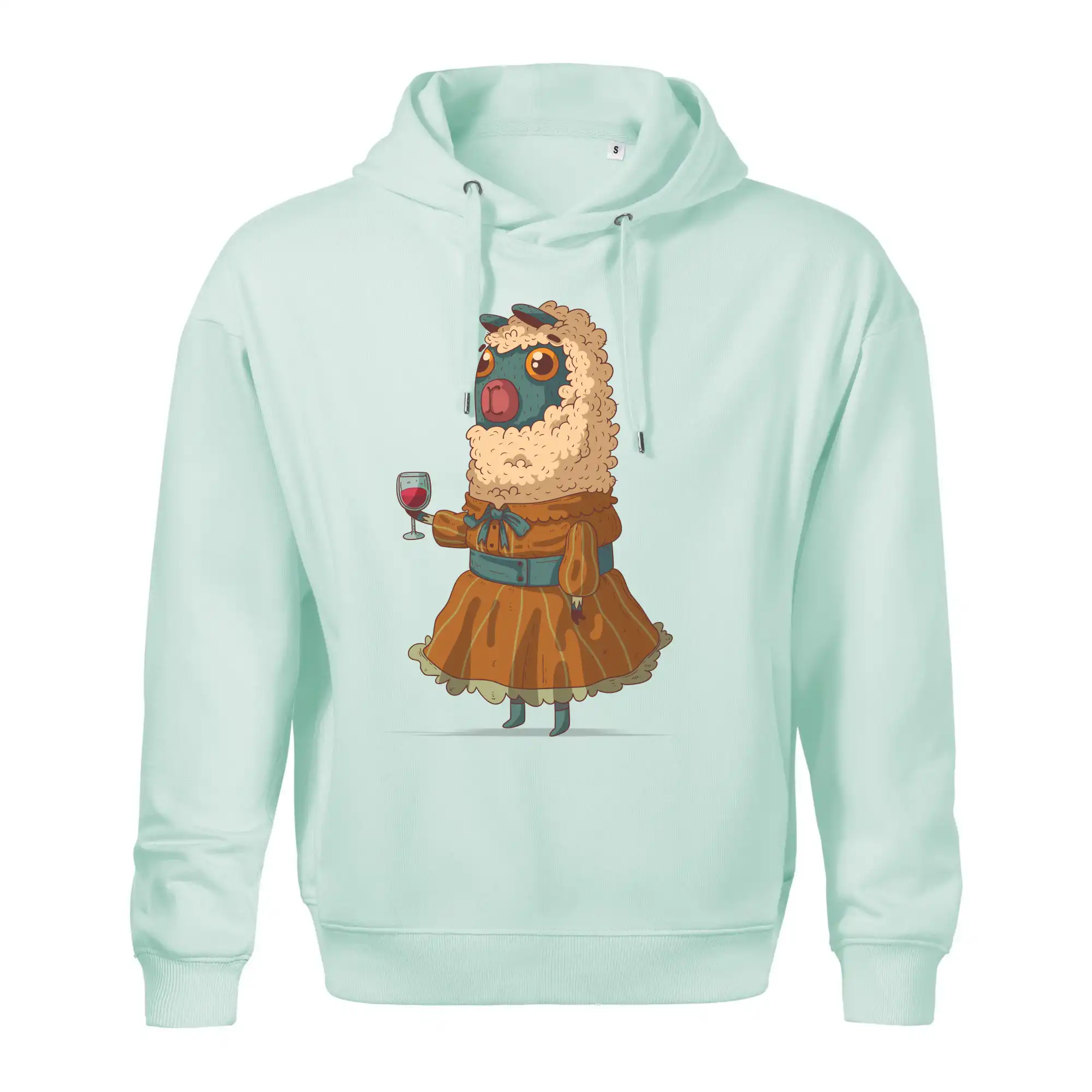 Alpaka s vínem žena