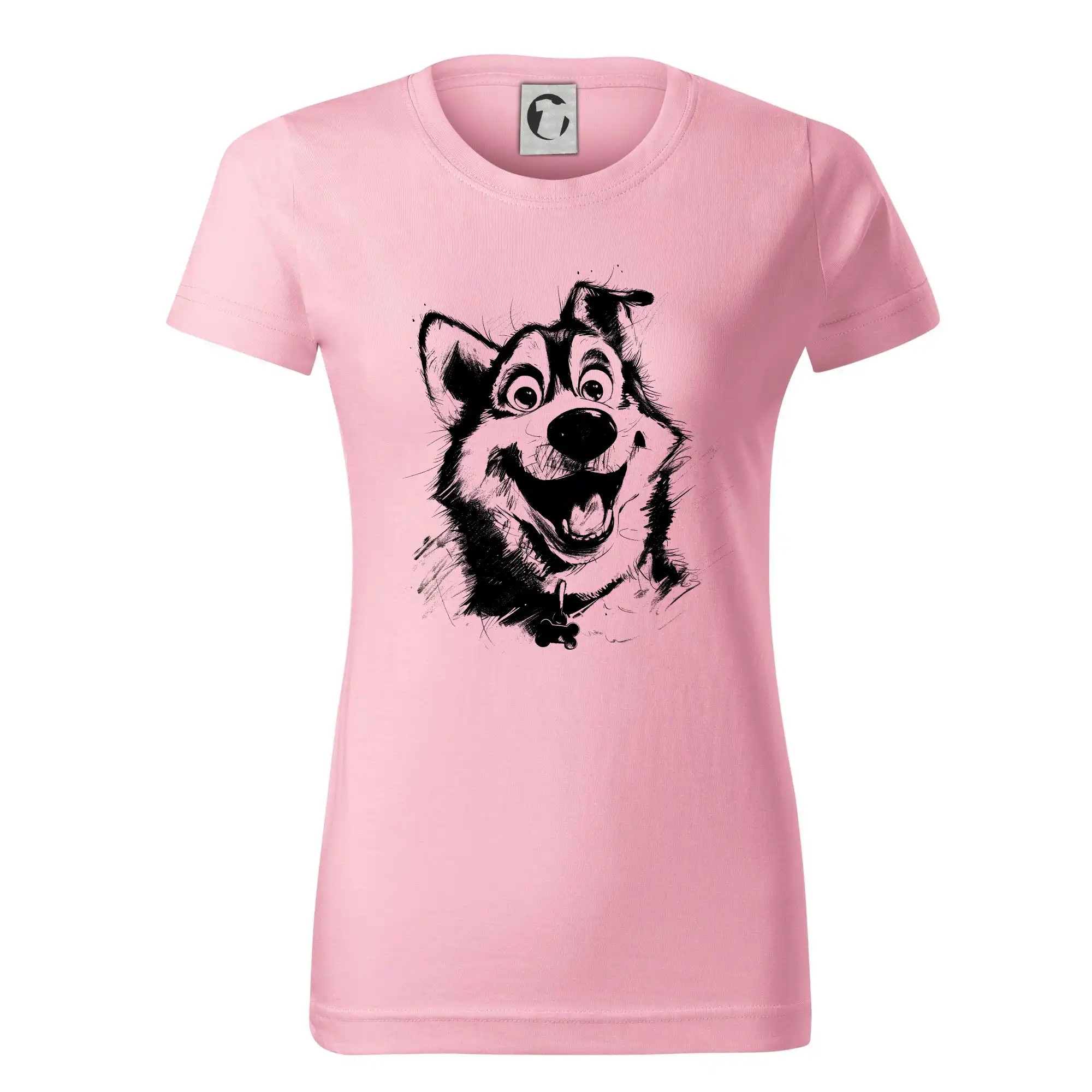 Černobílá karikatura husky