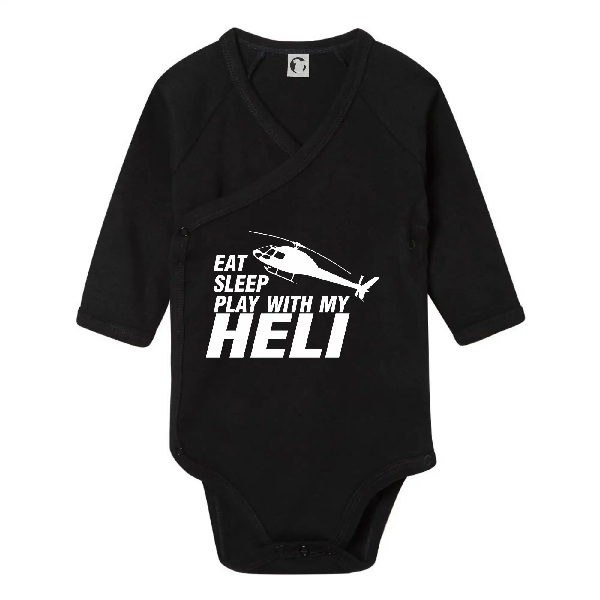 Tričká pre modelára - Eat Sleep Play With My Heli - Body zavinovacie s dlhým rukávom