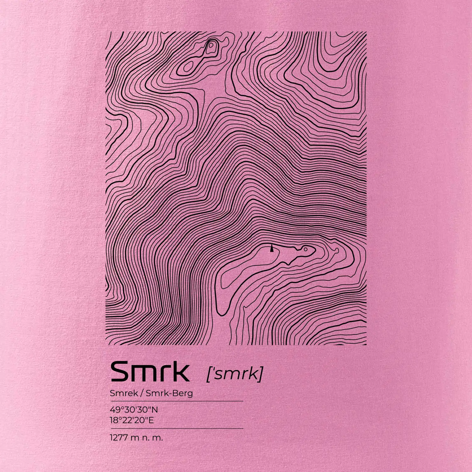 Smrk - vrstevnice v obdélníku