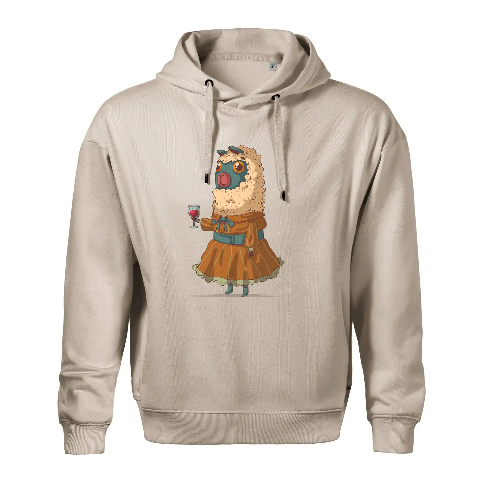 Alpaka s vínem žena