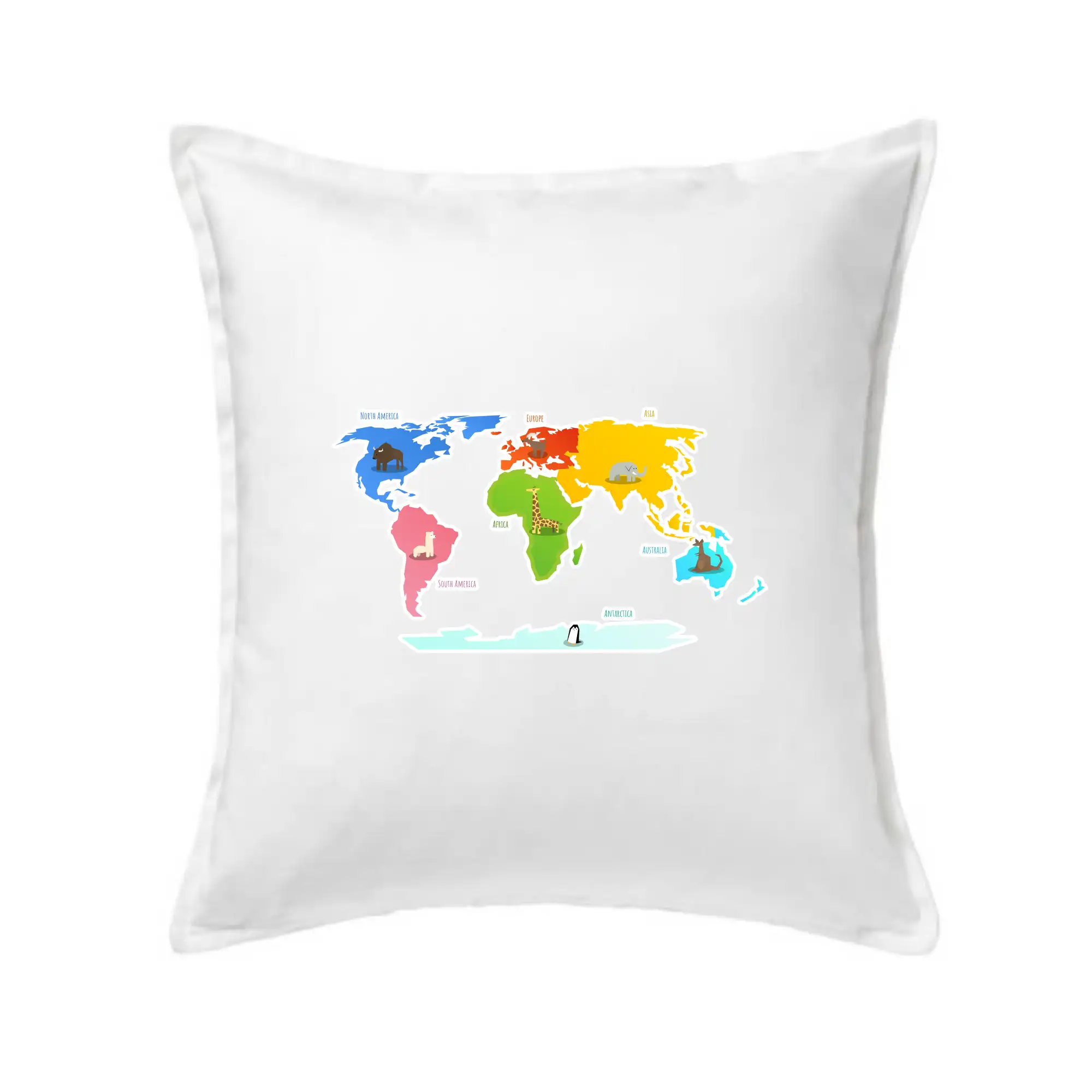 Světové kontinenty s názvy a zvířátky