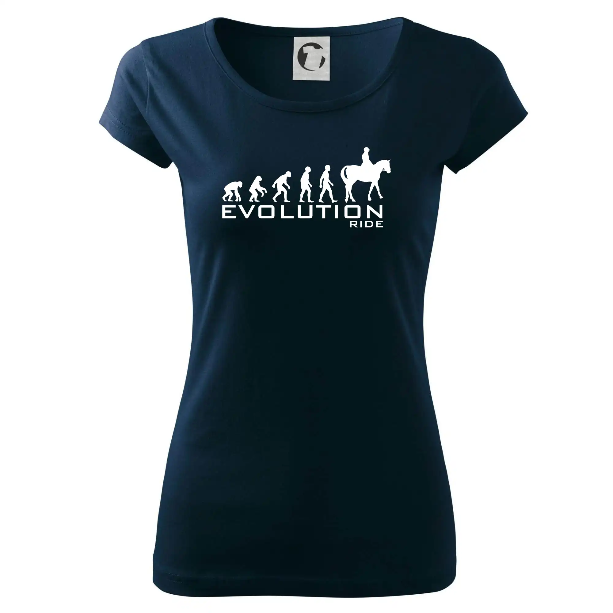 Tričká s potlačou evolúcia - Evolúcia Ride horse - Dámske tričko Pure