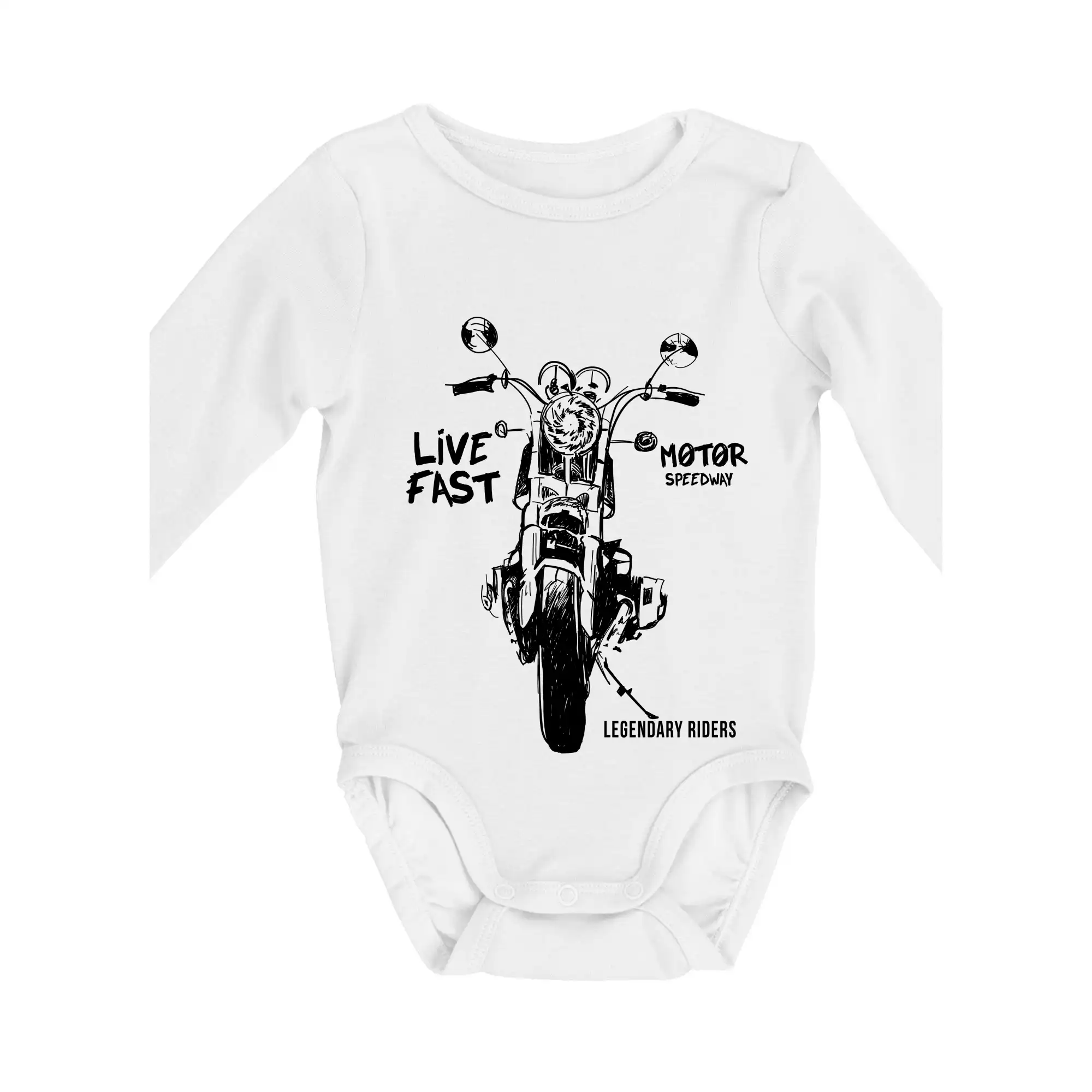 Tričká pre motorkárov¨ - Motorka kresba live fast - Body dojčenské s dlhým rukávom
