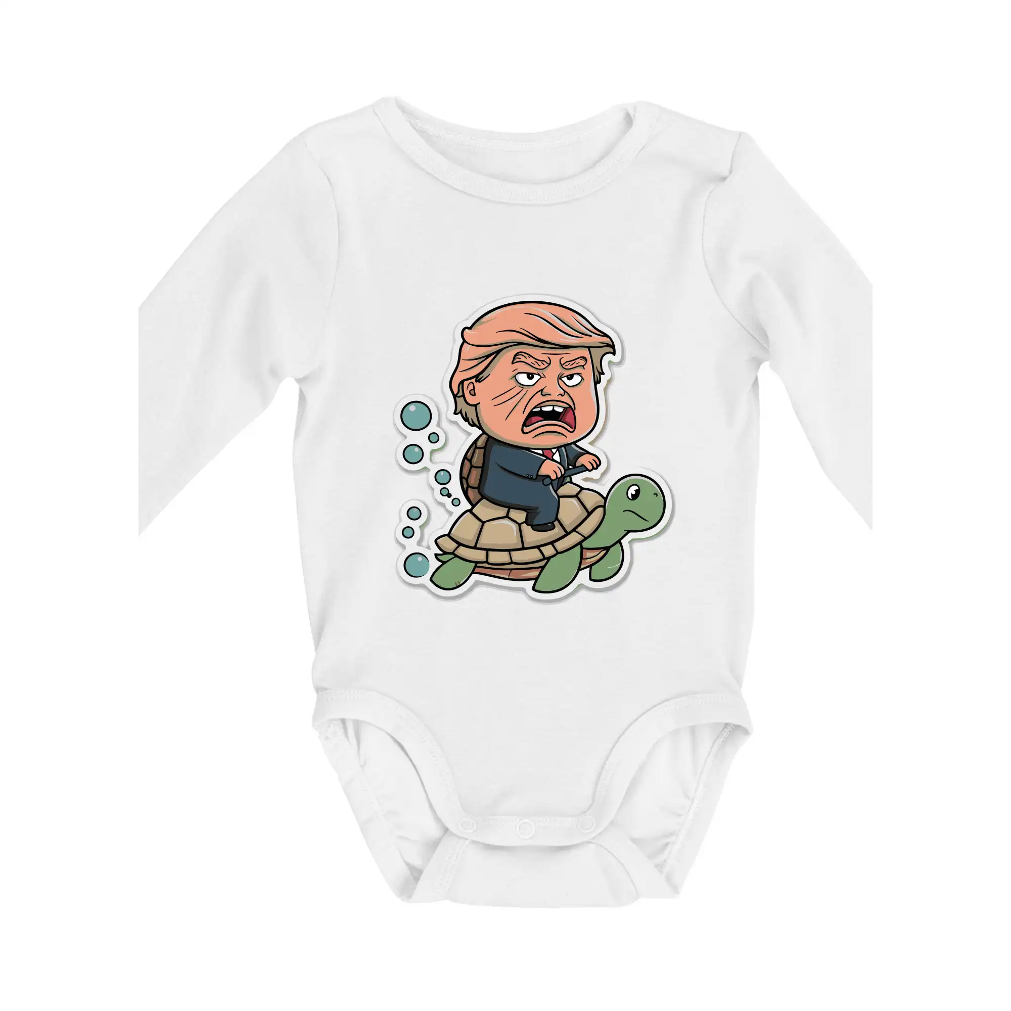 Politické tričká - Trump a korytnačka - Body dojčenské s dlhým rukávom