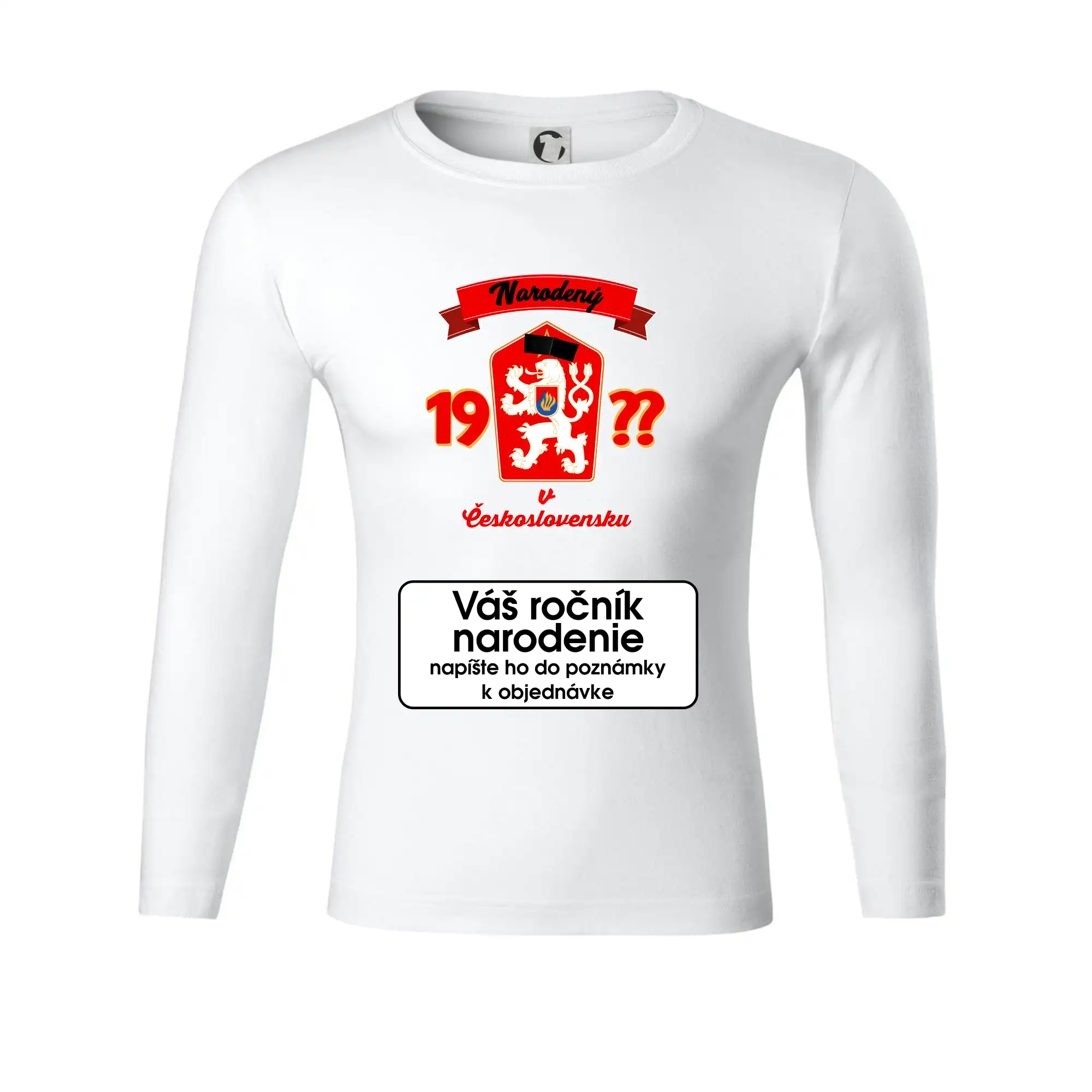 Prelepená hviezda - Narodený v Československu - vlastný ročník - Tričko Progress s dlhým rukávom