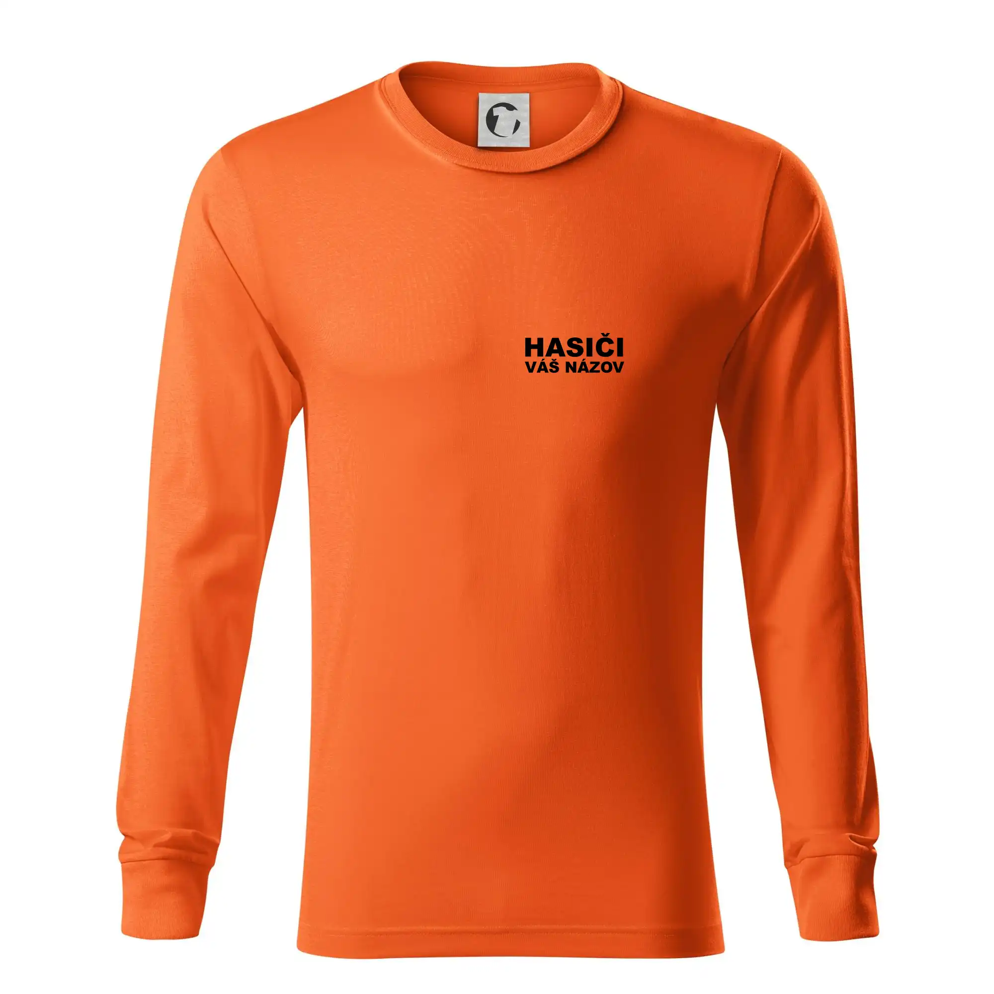 Originálne tričká pre hasičov - Hasiči nápis (názov zboru - vlastný nápis) - Tričko s dlhým rukávom LS R05