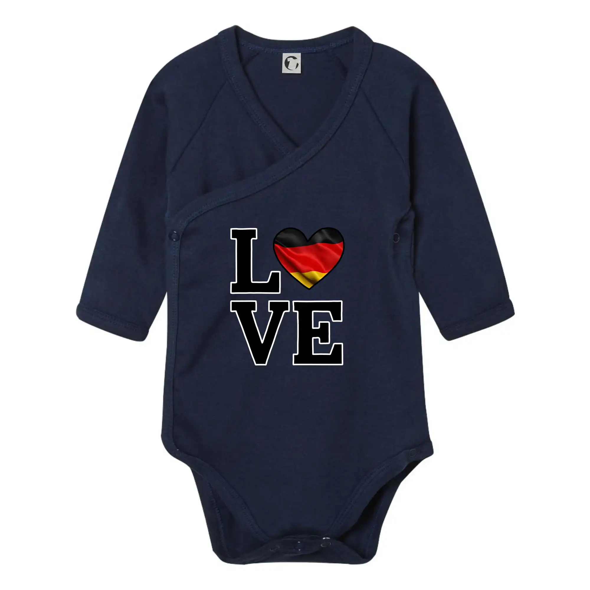 Motívy štátnych vlajok - Love Nemecká vlajka - Body zavinovacie s dlhým rukávom