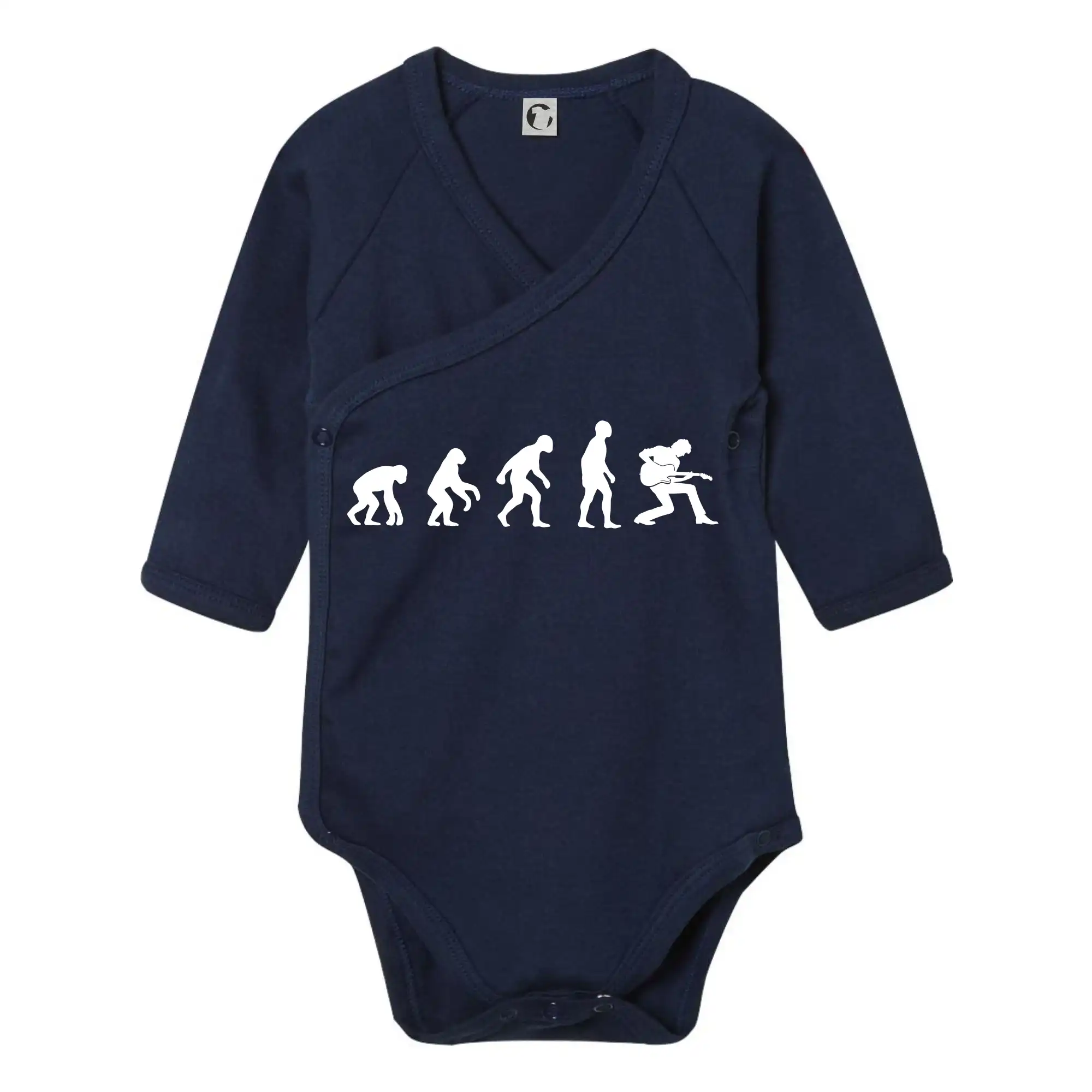 Evolúcia gitarista - kľačiaci - Body zavinovacie s dlhým rukávom