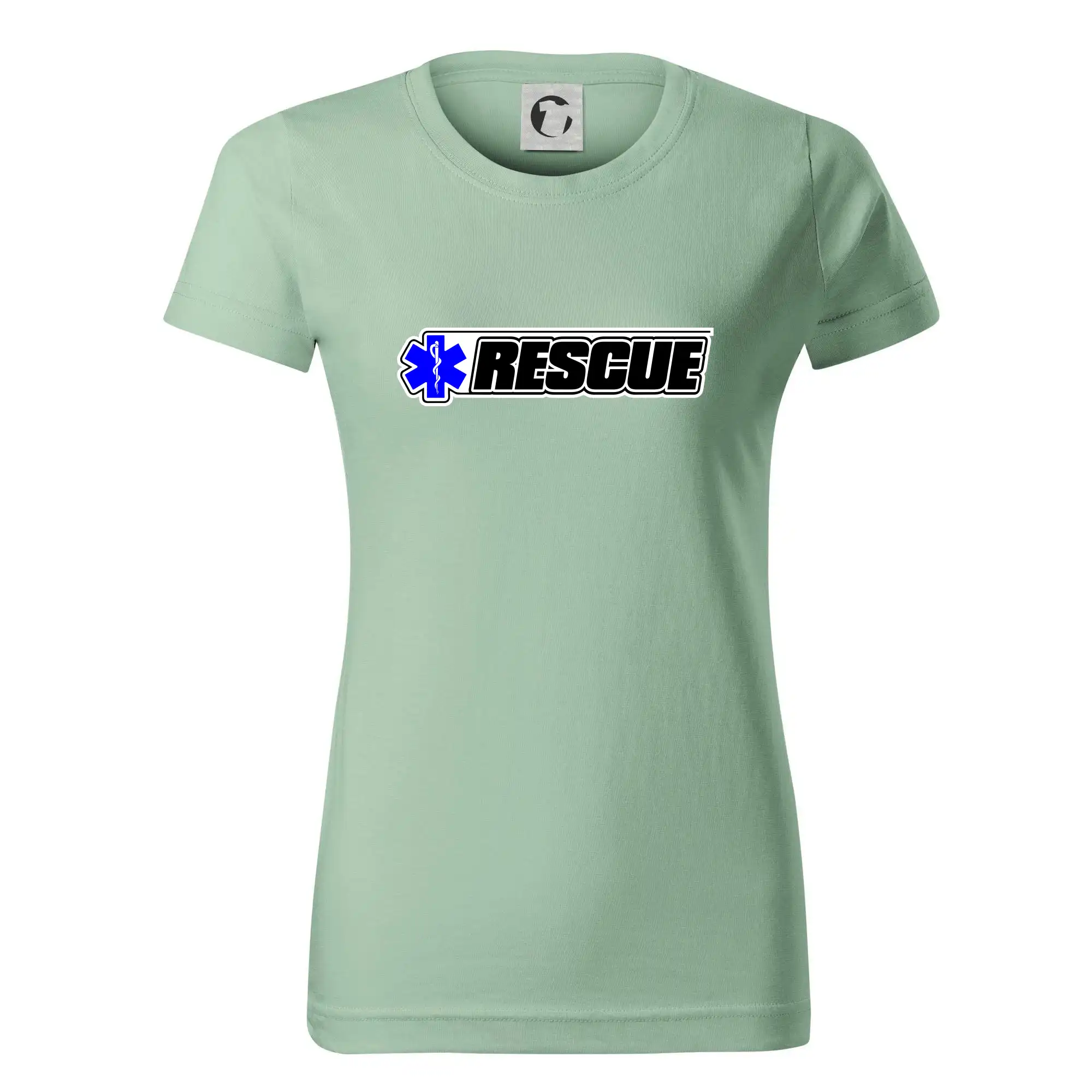 Tričká a mikiny pre záchranárov a lekárov - Kvalitné oblečenie pre zdravotníkov - Záchranár rescue kríž modrý - Dámske tričko basic - ľahko voľnejšie a dlhšie