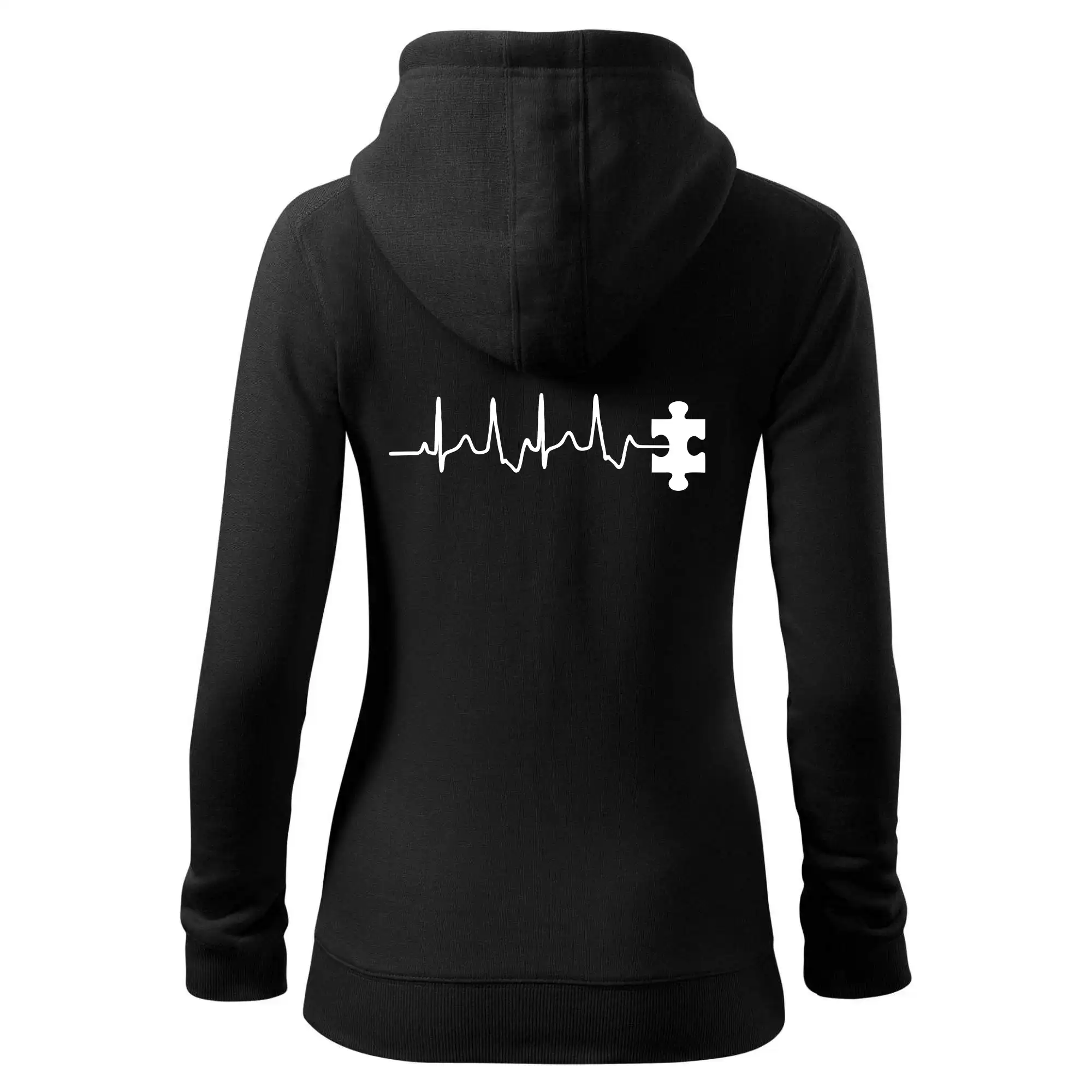 Tričká pre zamilovaných - EKG puzzle rozpojené - Mikina dámska trendy zipper s kapucňou