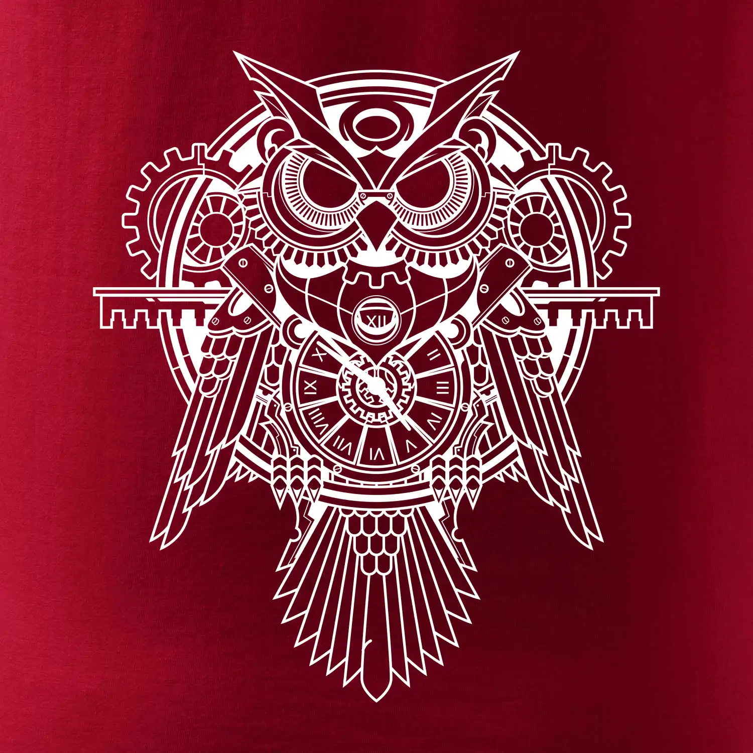 Steampunk sova černobílá