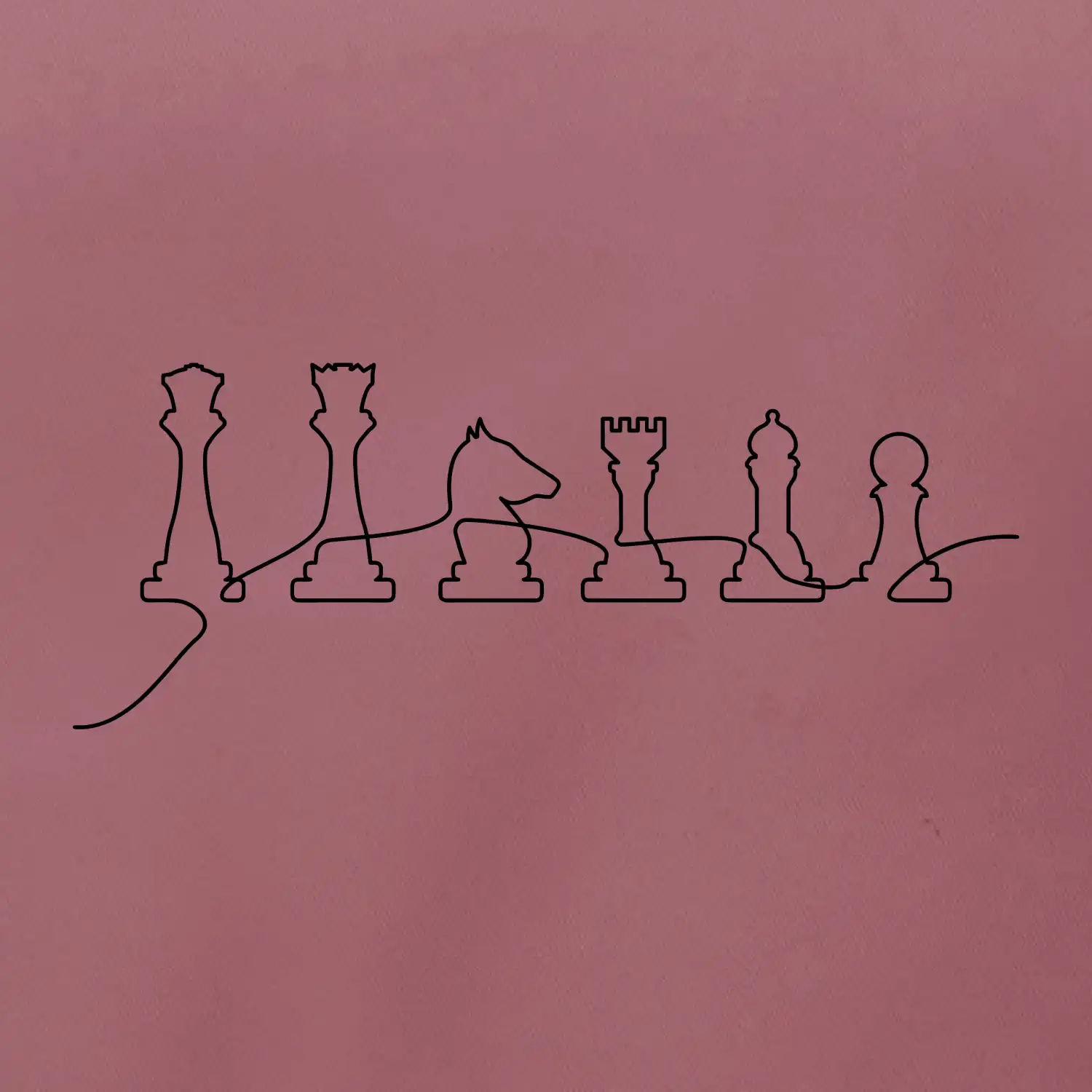 Šachové figurky v řadě - obrys