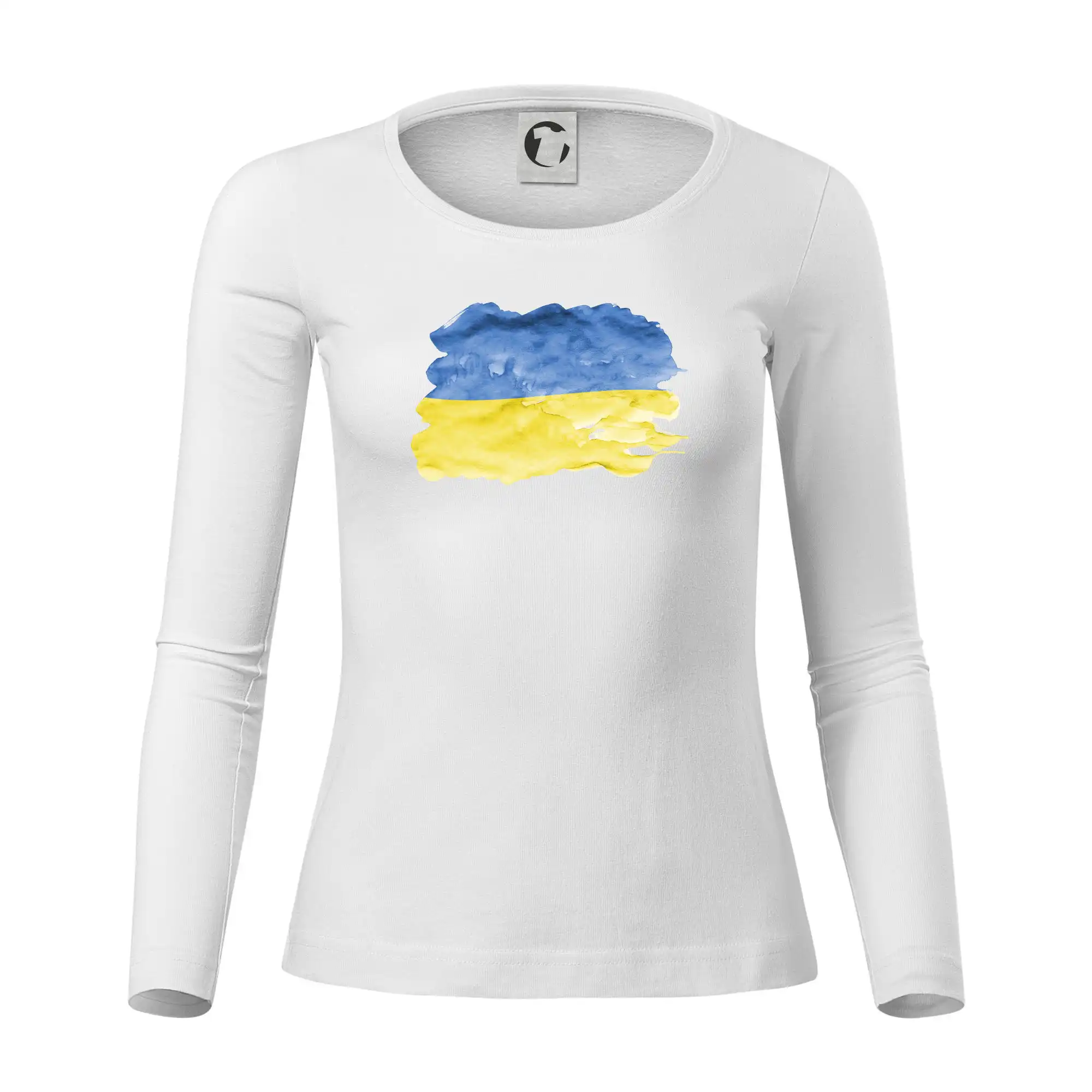 Tričká s vlajkou ukrajiny - Ukrajina vlajka rozpitá - Dámske tričko FIT-T LS - zužené