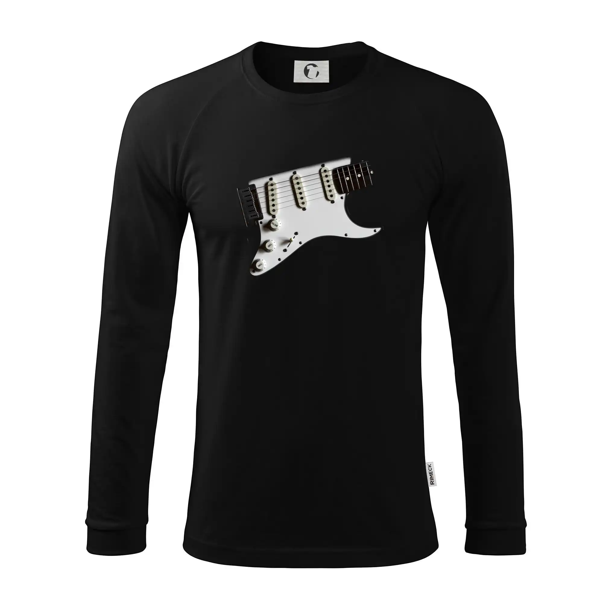 Hudobné tričká - Gitara biela - Pánske tričko s dlhým rukávom LS130