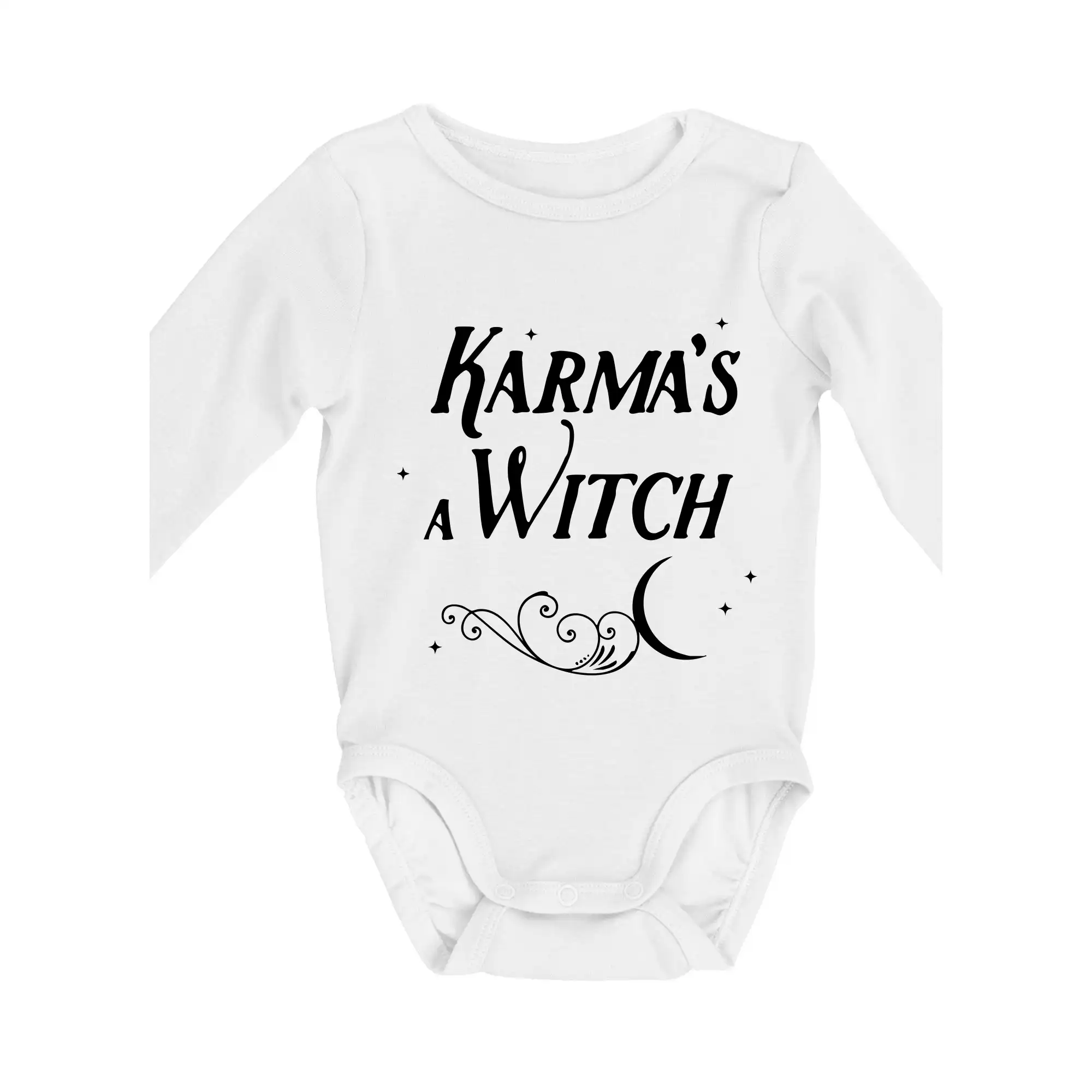 Grafické tričká - Karma's a Witch - nápis - Body dojčenské s dlhým rukávom