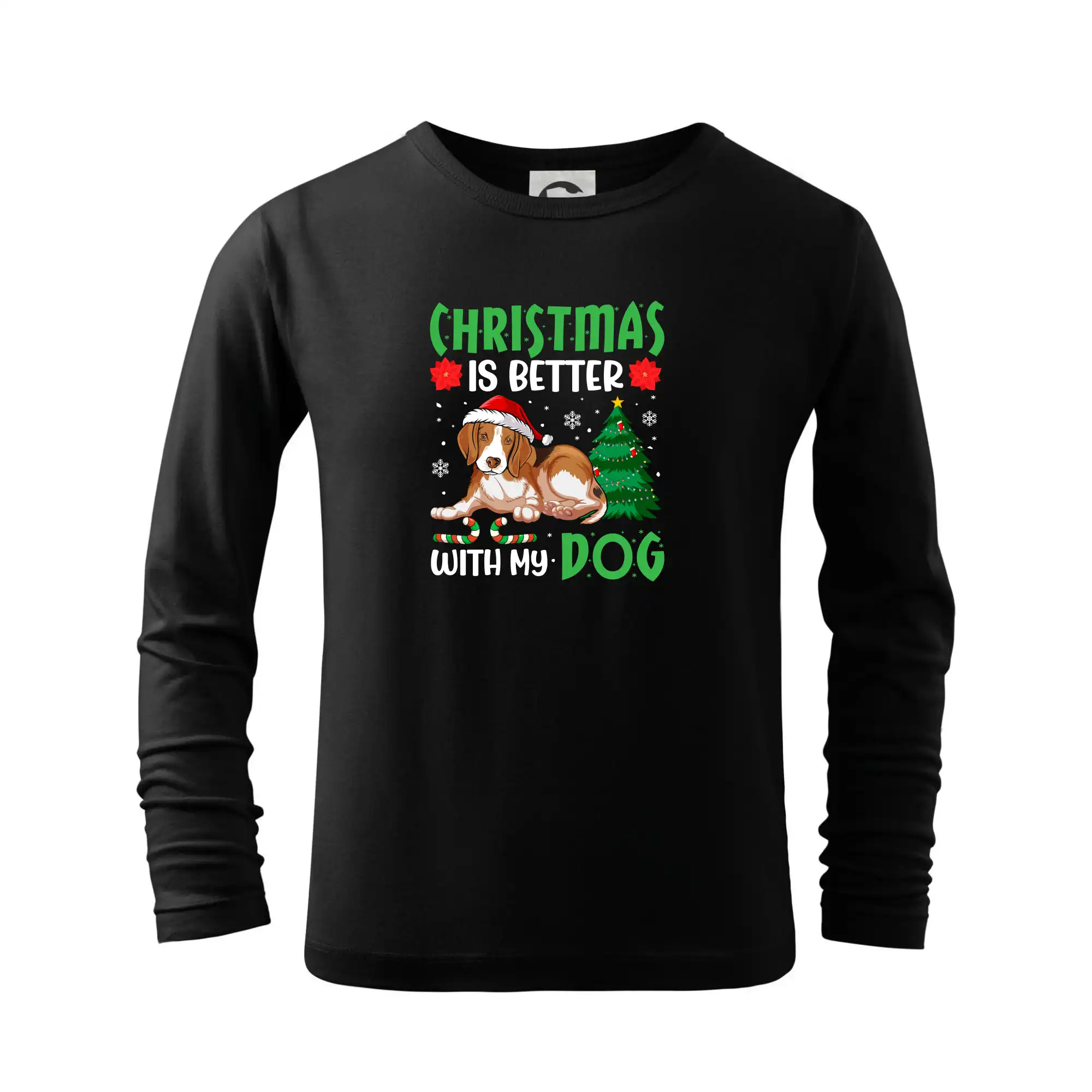 Vianočné tričká - Christmas is better with my dog - Tričko detské Long Sleeve