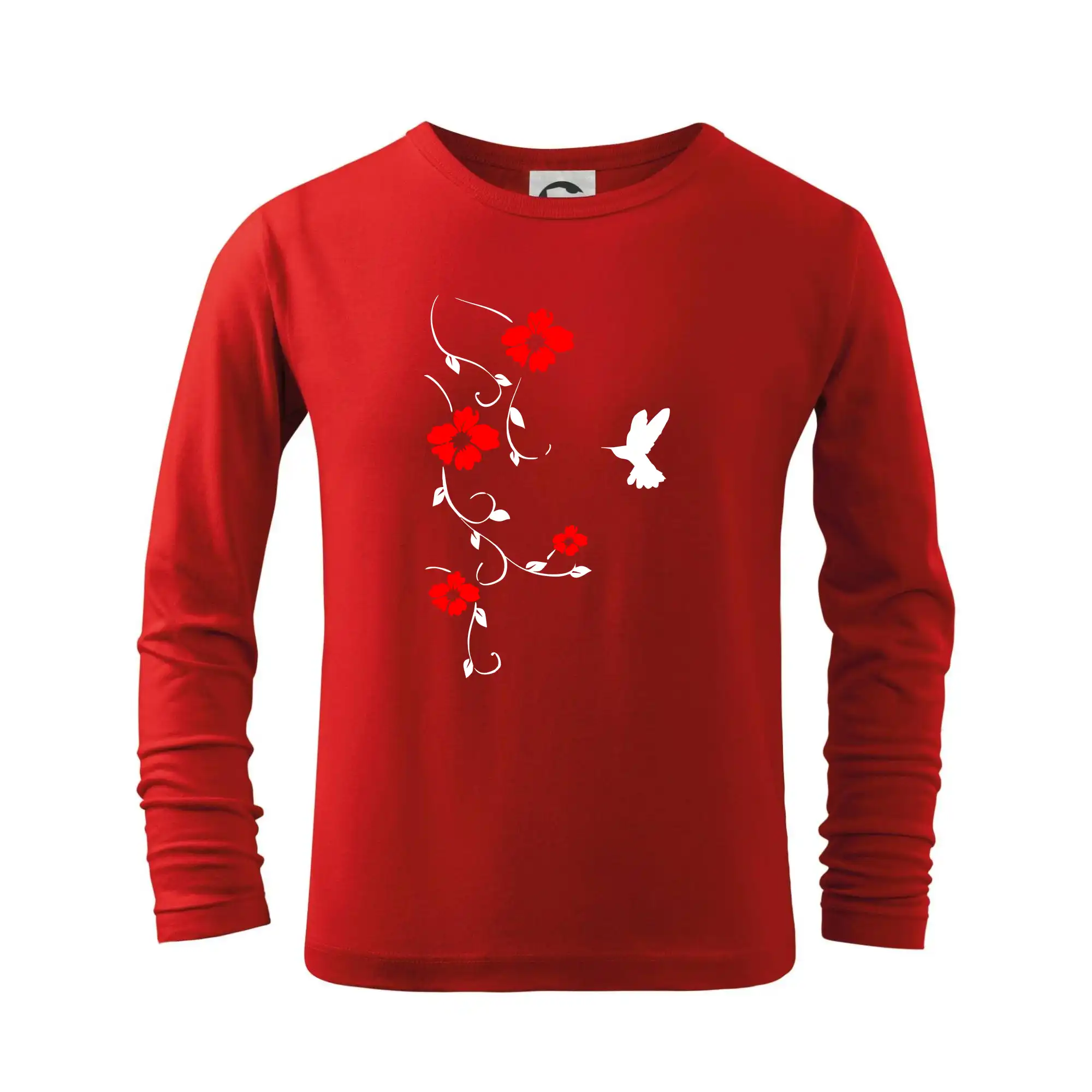 Tričká s kvetinami - Kvetina a vtáčik - Tričko detské Long Sleeve