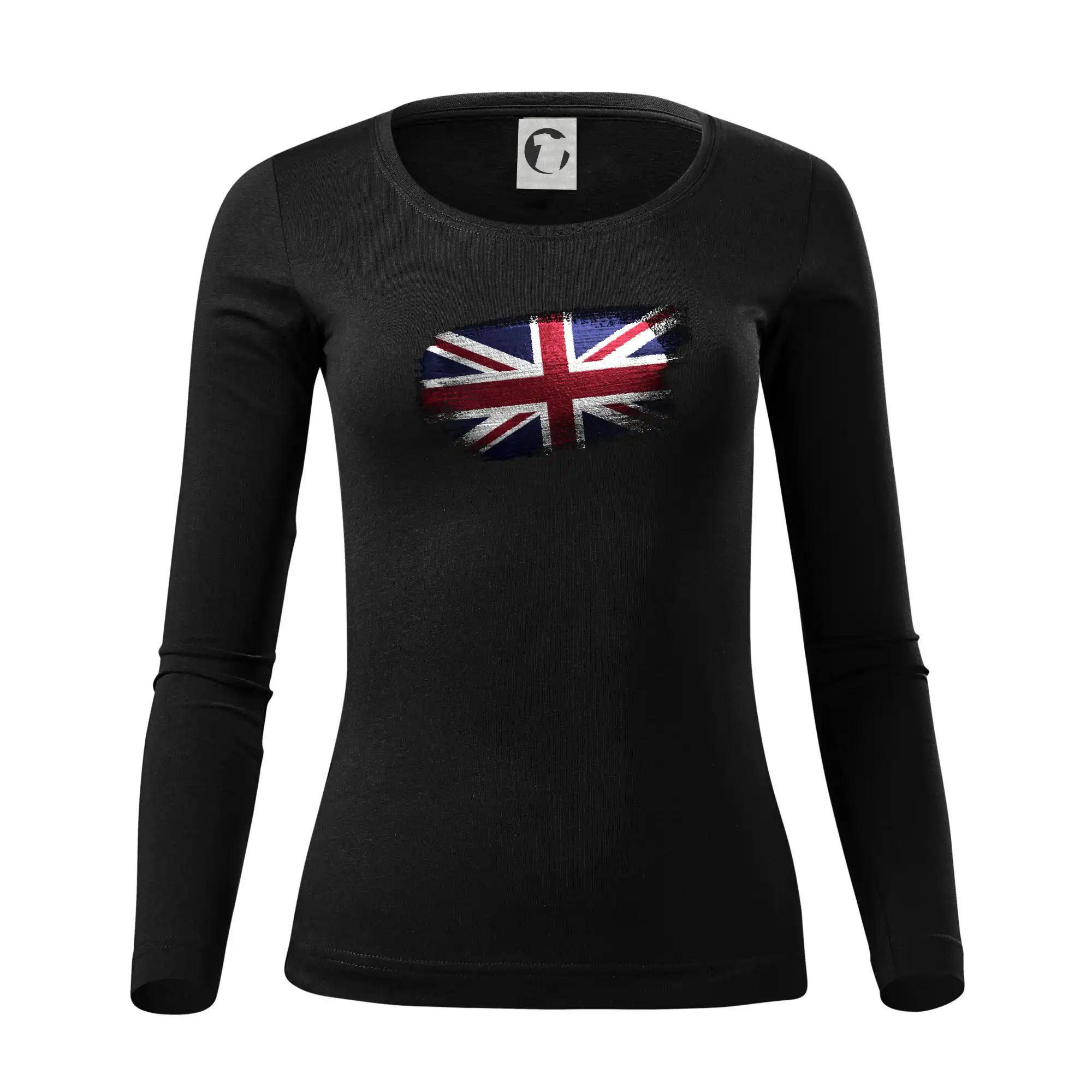 Tričká Anglicko - Britská vlajka ohryzené - Dámske tričko FIT-T LS - zužené