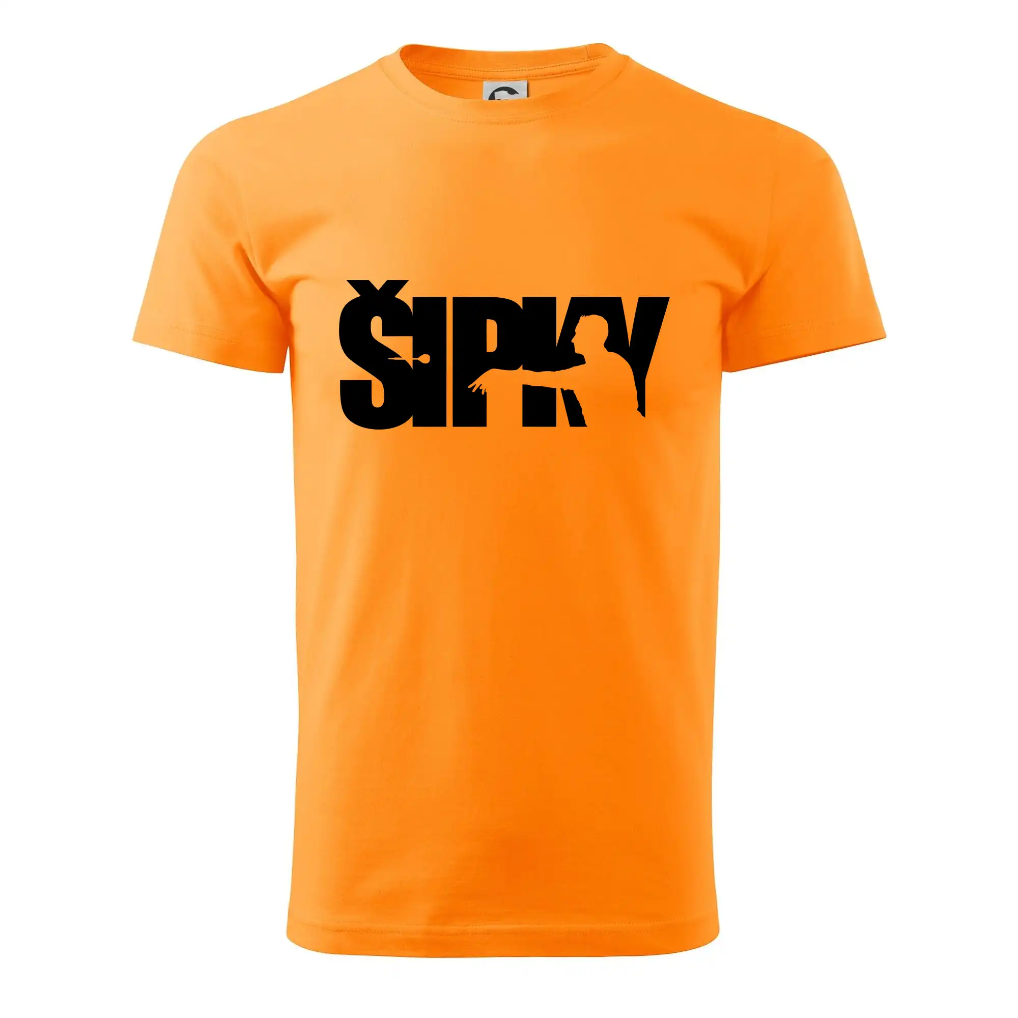 Šipky - nápis se šipkařem