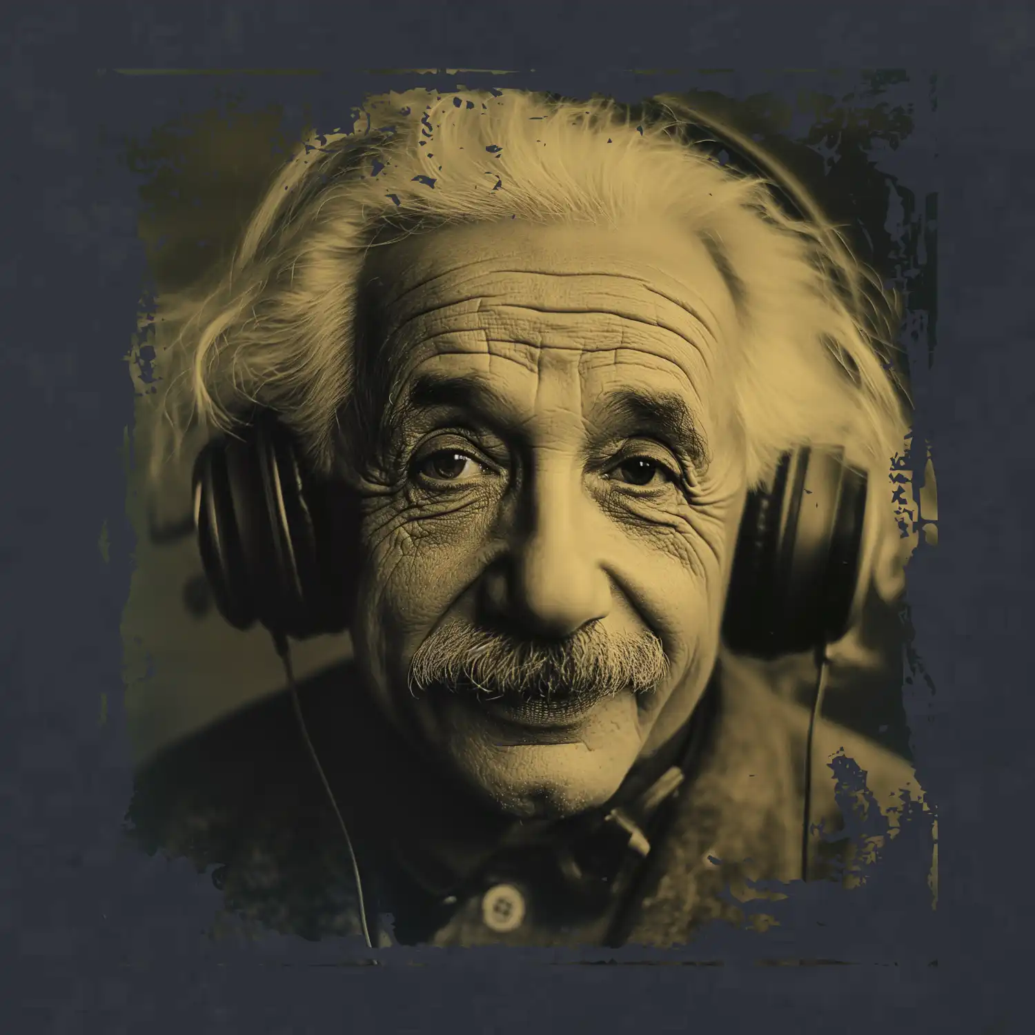 Albert se sluchátky