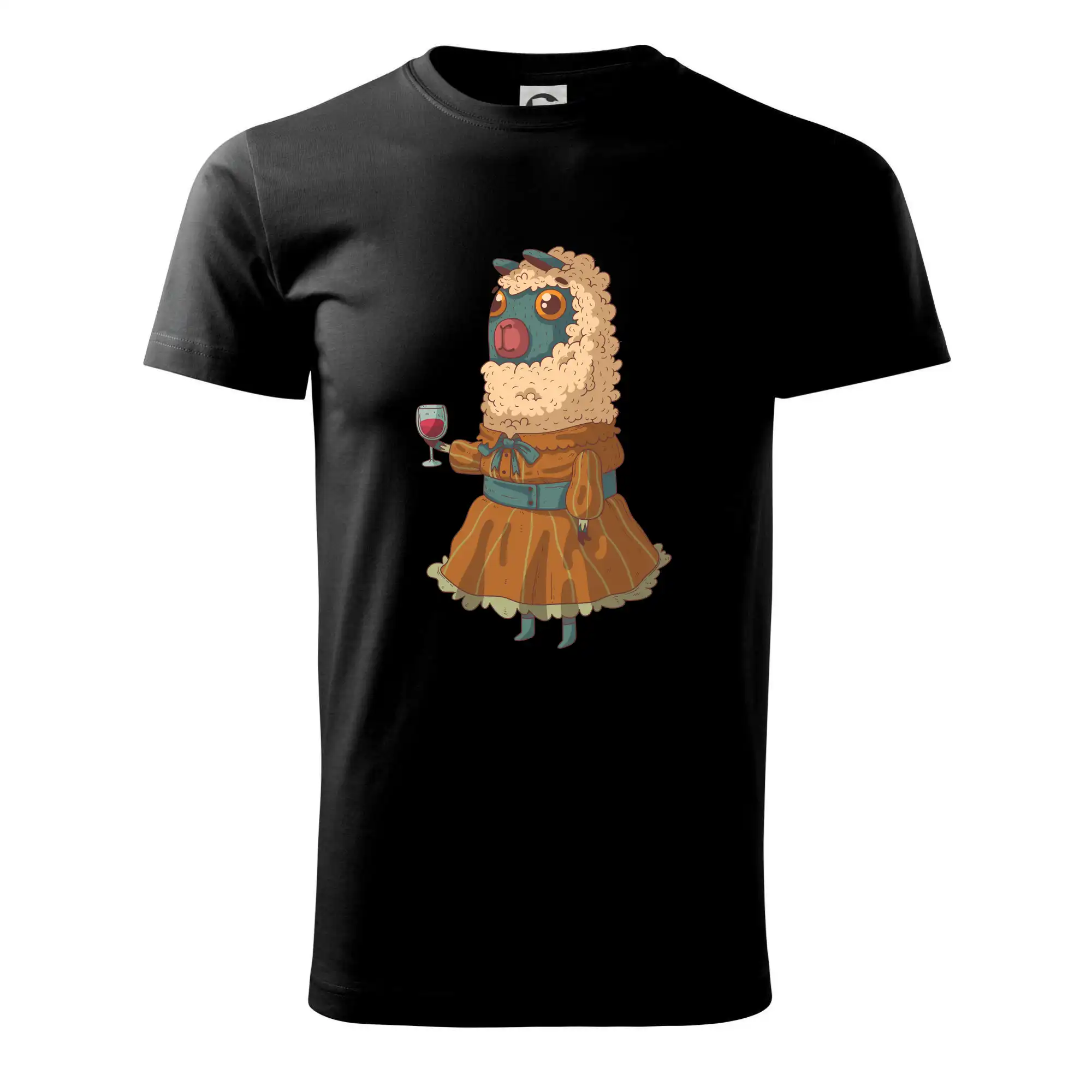 Alpaka s vínem žena