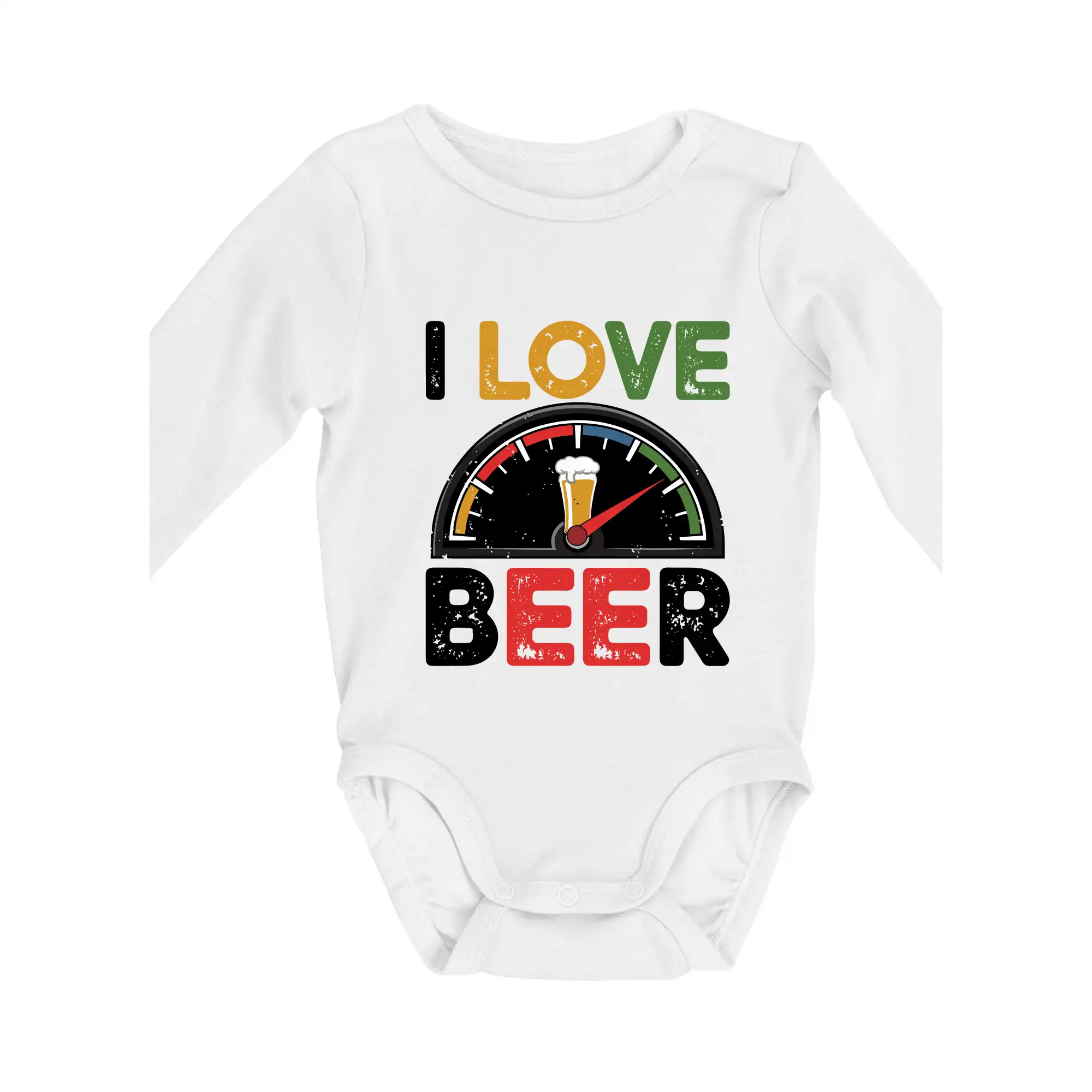 Vtipná tričká pre pivárov - I love beer - palivoměr - Body dojčenské s dlhým rukávom