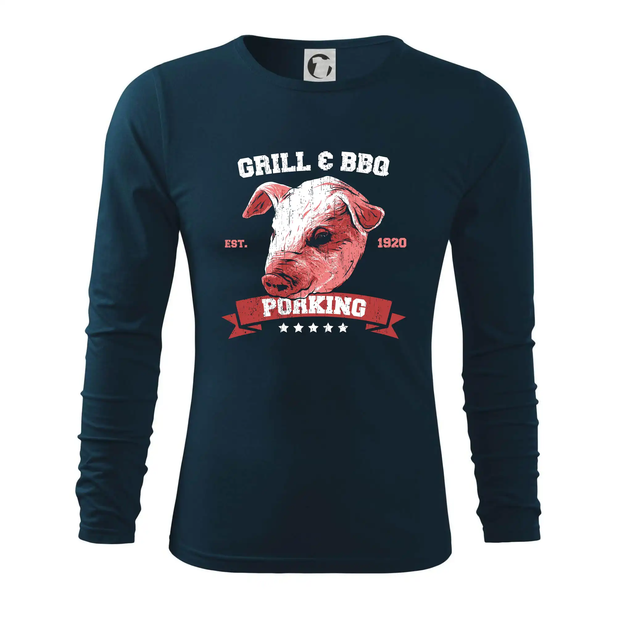 Tričká a zástery na grilovanie - Pig grill - Tričko s dlhým rukávom FIT-T long sleeve