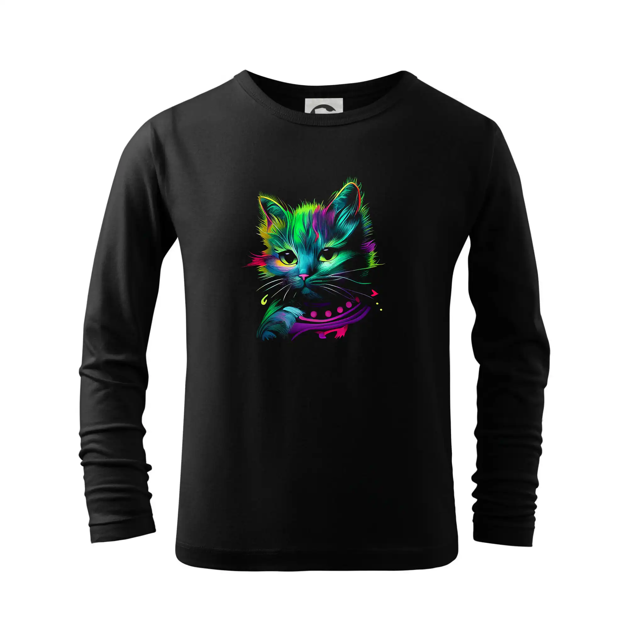 Vtipná tričká s mačkou - Kočka farebná se šálou - Tričko detské Long Sleeve