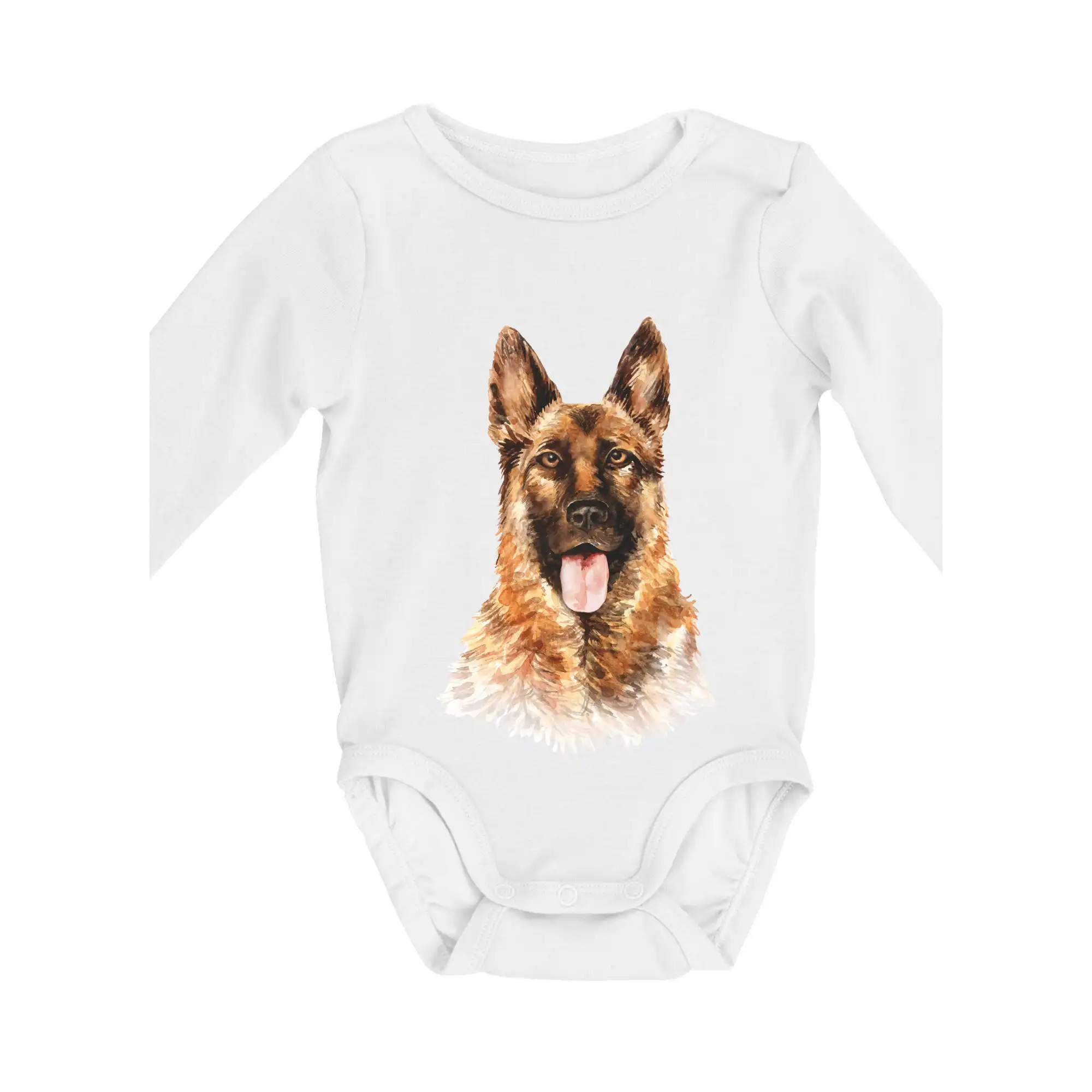 Nemecký ovčiak - German shepherd - vodová farba - Body dojčenské s dlhým rukávom