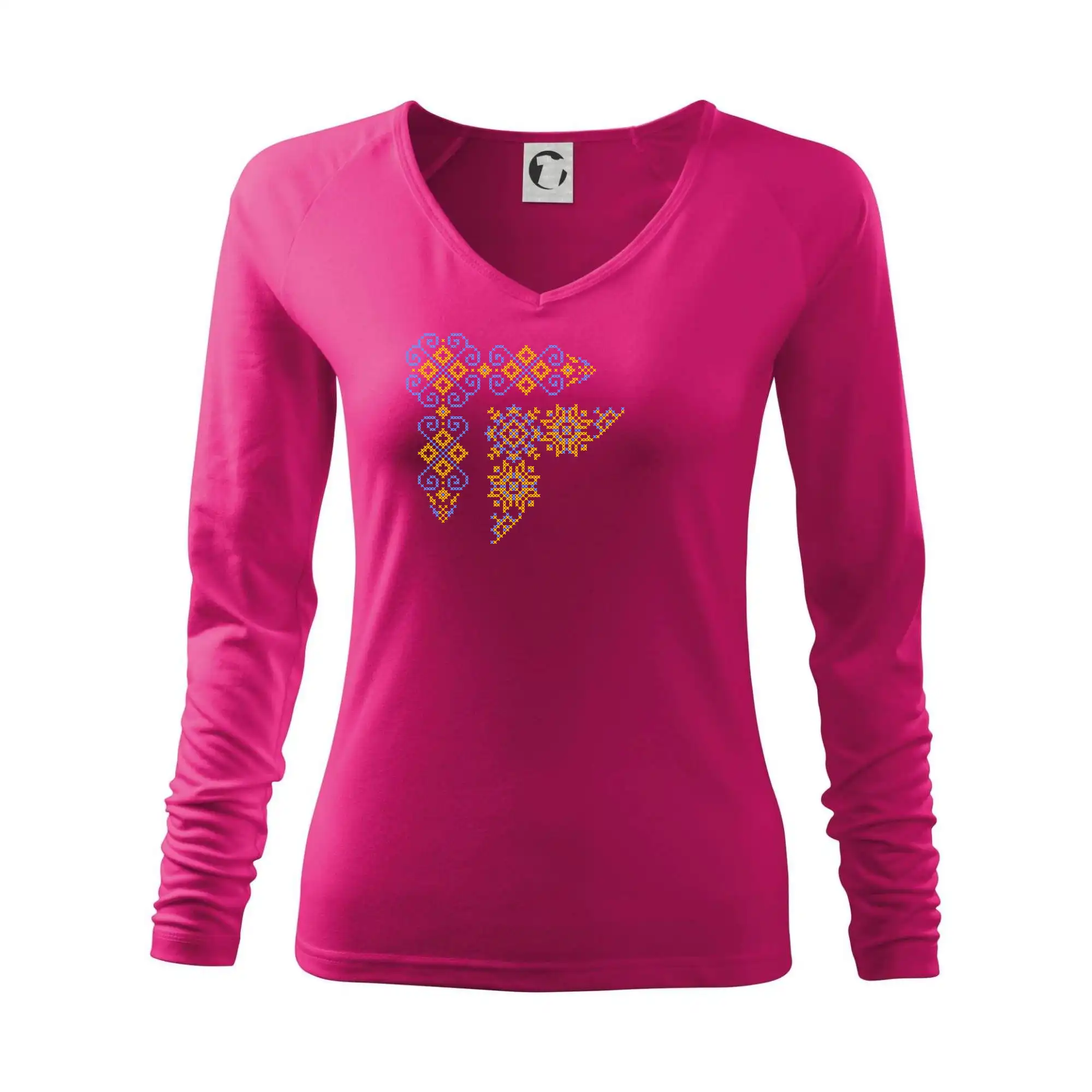 Tričká s vlajkou ukrajiny - Ukrajina folklór - obrázok v rohu - Tričko dámske Elegance