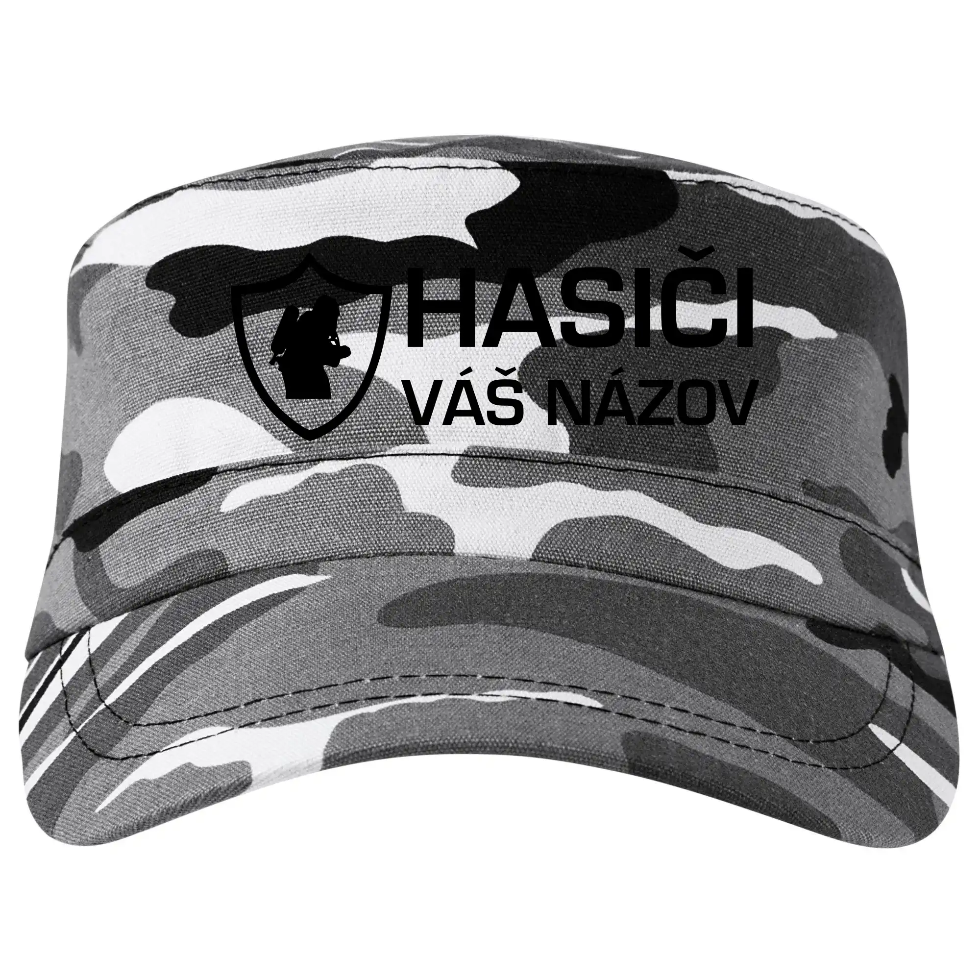 Originálne tričká pre hasičov - Hasiči emblem - vlastný nápis - Šiltovka CAMO