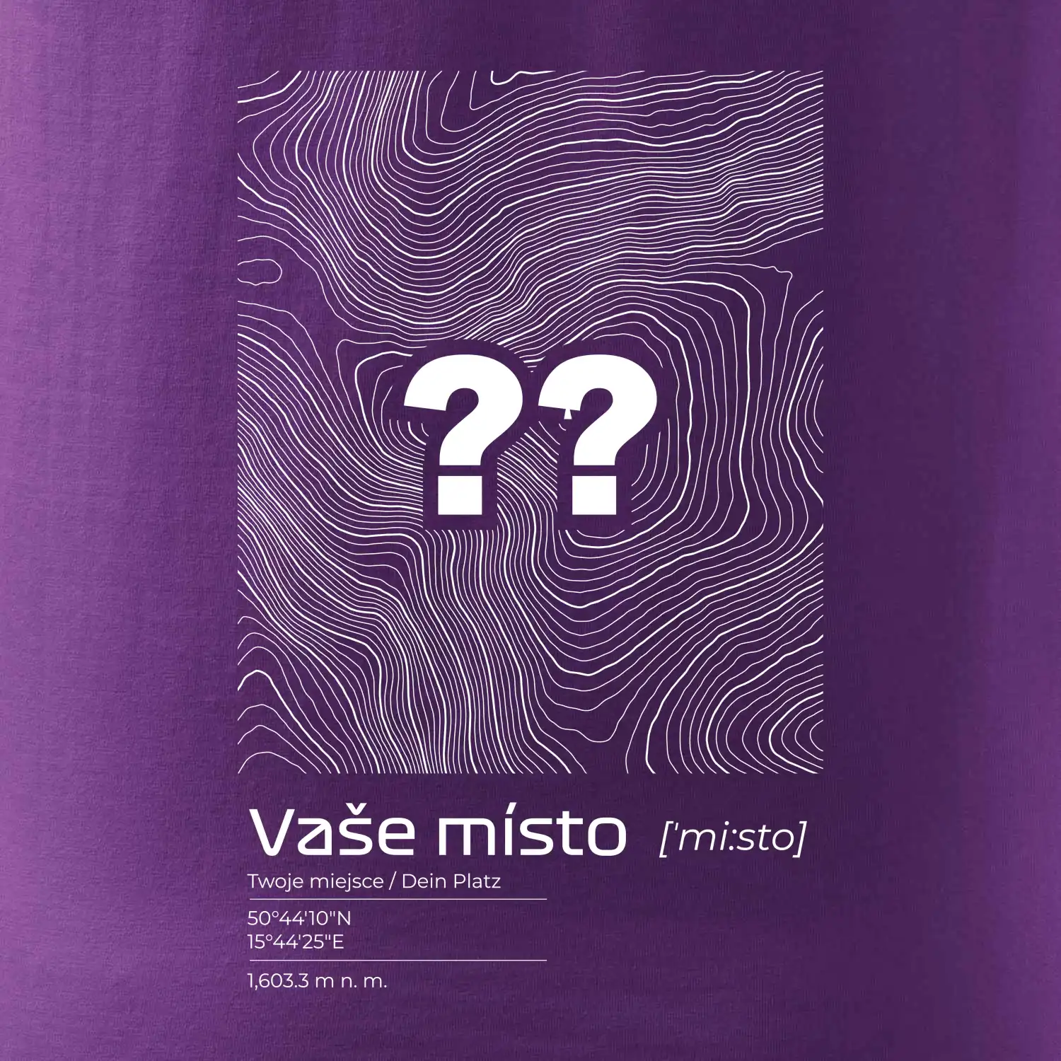 Vaše místo - vrstevnice v obdélníku