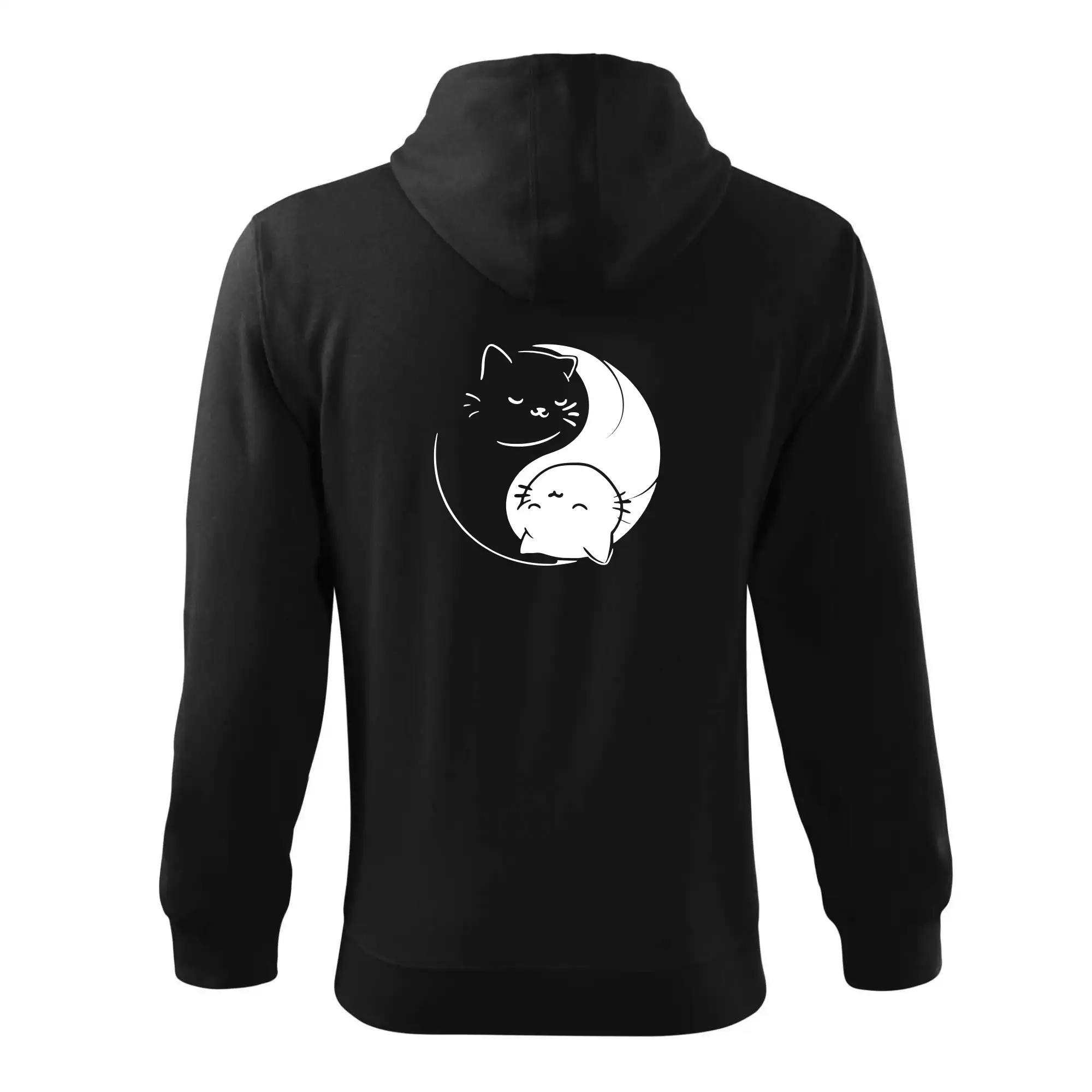 Vtipná tričká s mačkou - Mačky jin jang - Mikina s kapucňou na zips trendy zipper